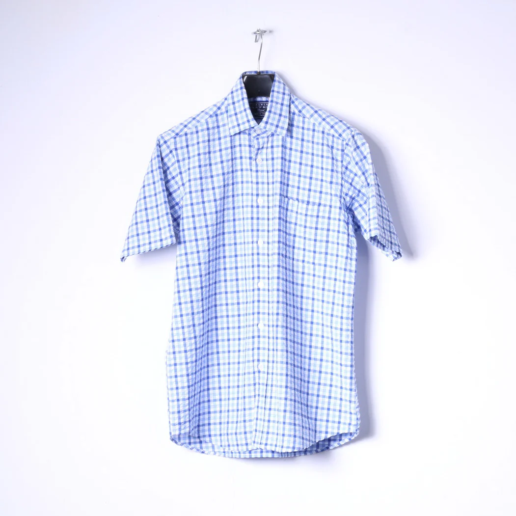 Charles Tyrwhitt Mens S Casual Shirt Blue Check Jermyn Street Cotton Top