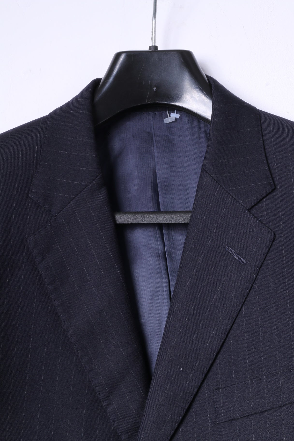 JAEGER Men 40 Blazer Navy Striped 100% Wool Single Breasted Jacket - Image 2
