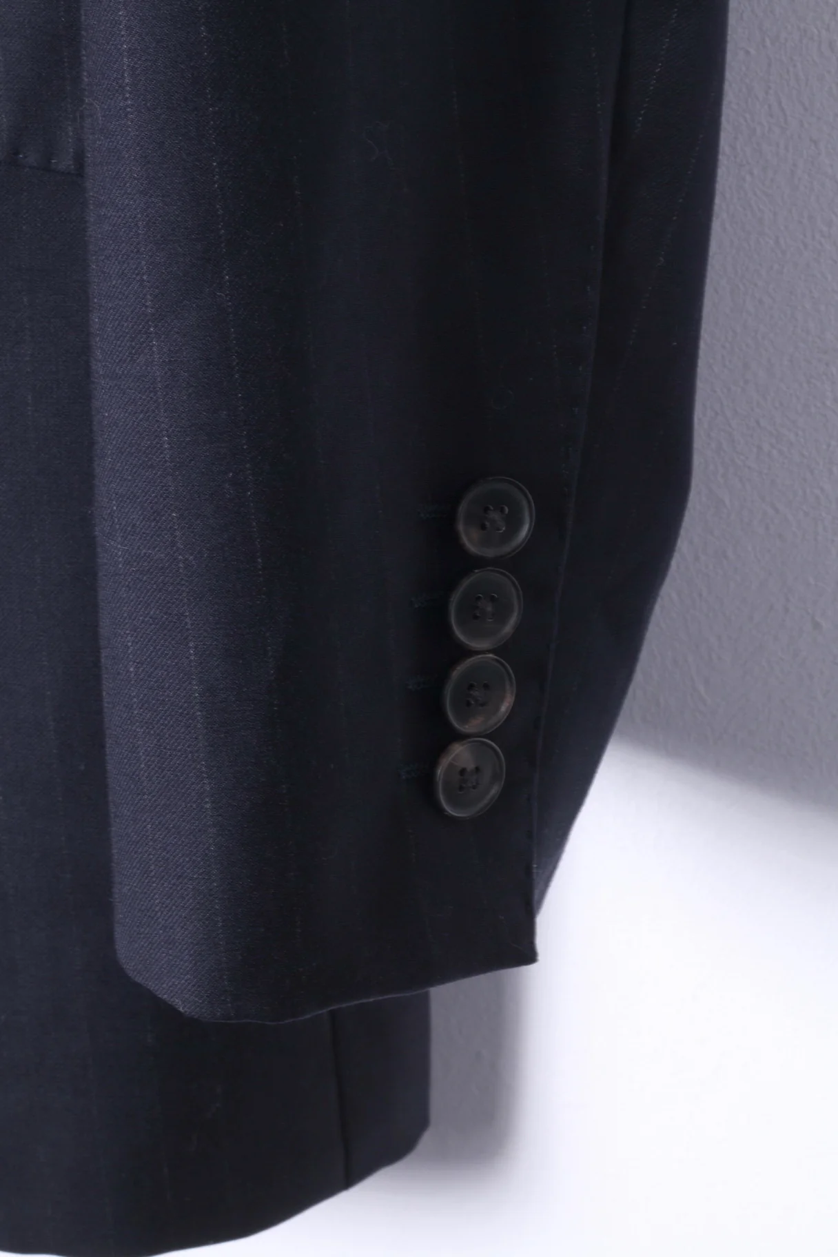 JAEGER Men 40 Blazer Navy Striped 100% Wool Single Breasted Jacket - Image 4