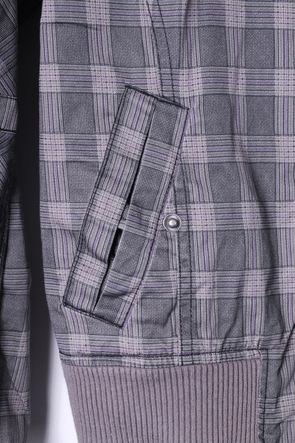Diesel Womens M (S) Jacket Grey Check Cotton Multi Pockets Full Zippered Top - Image 3