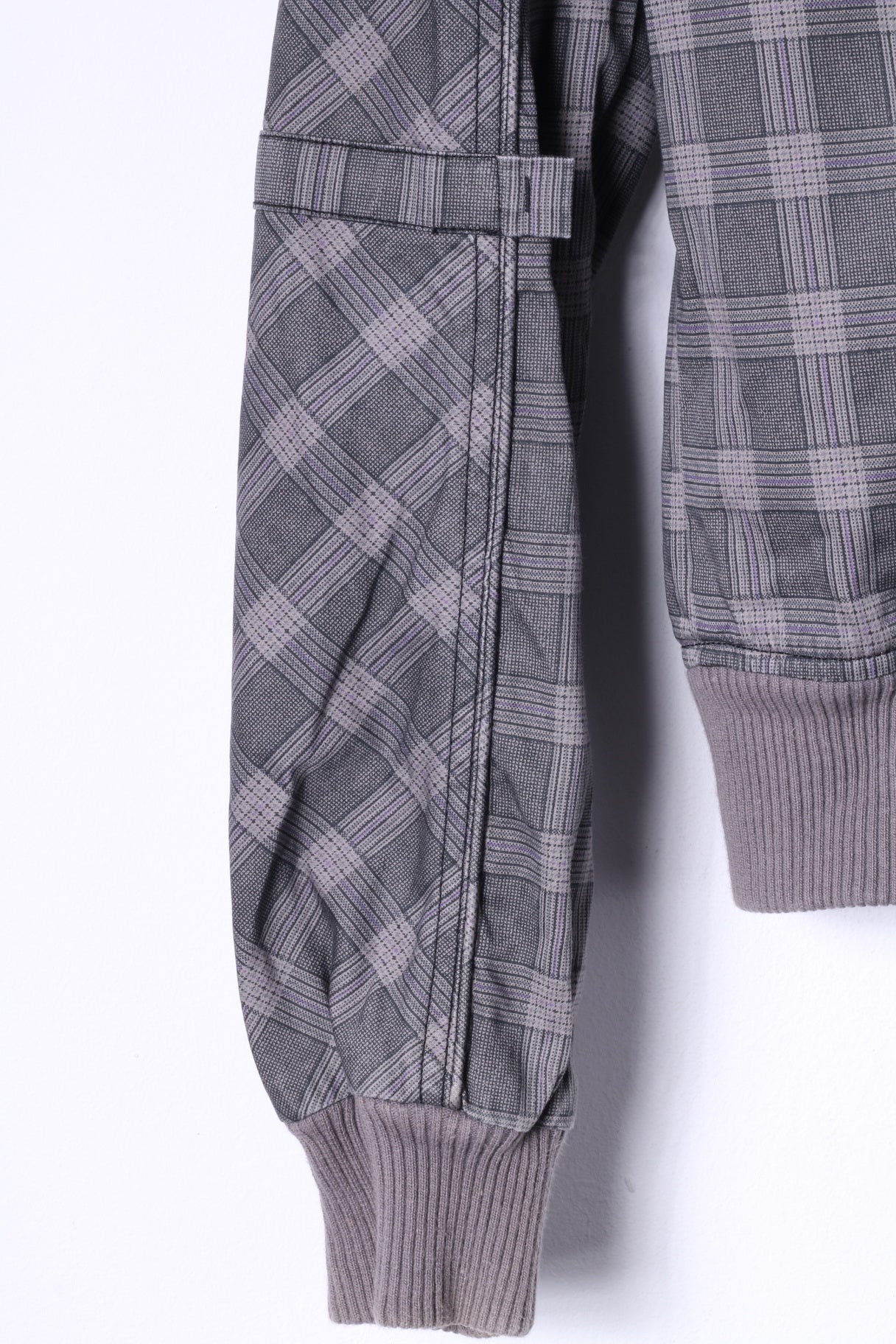 Diesel Womens M (S) Jacket Grey Check Cotton Multi Pockets Full Zippered Top - Image 7