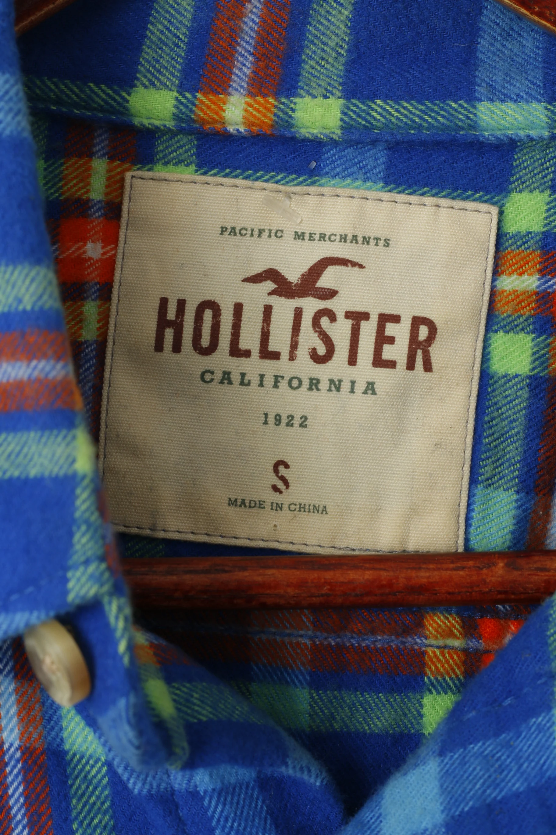 Hollister Men S Casual Shirt Blue Check Cotton Soft Flanel Long Sleeve Top - Image 4