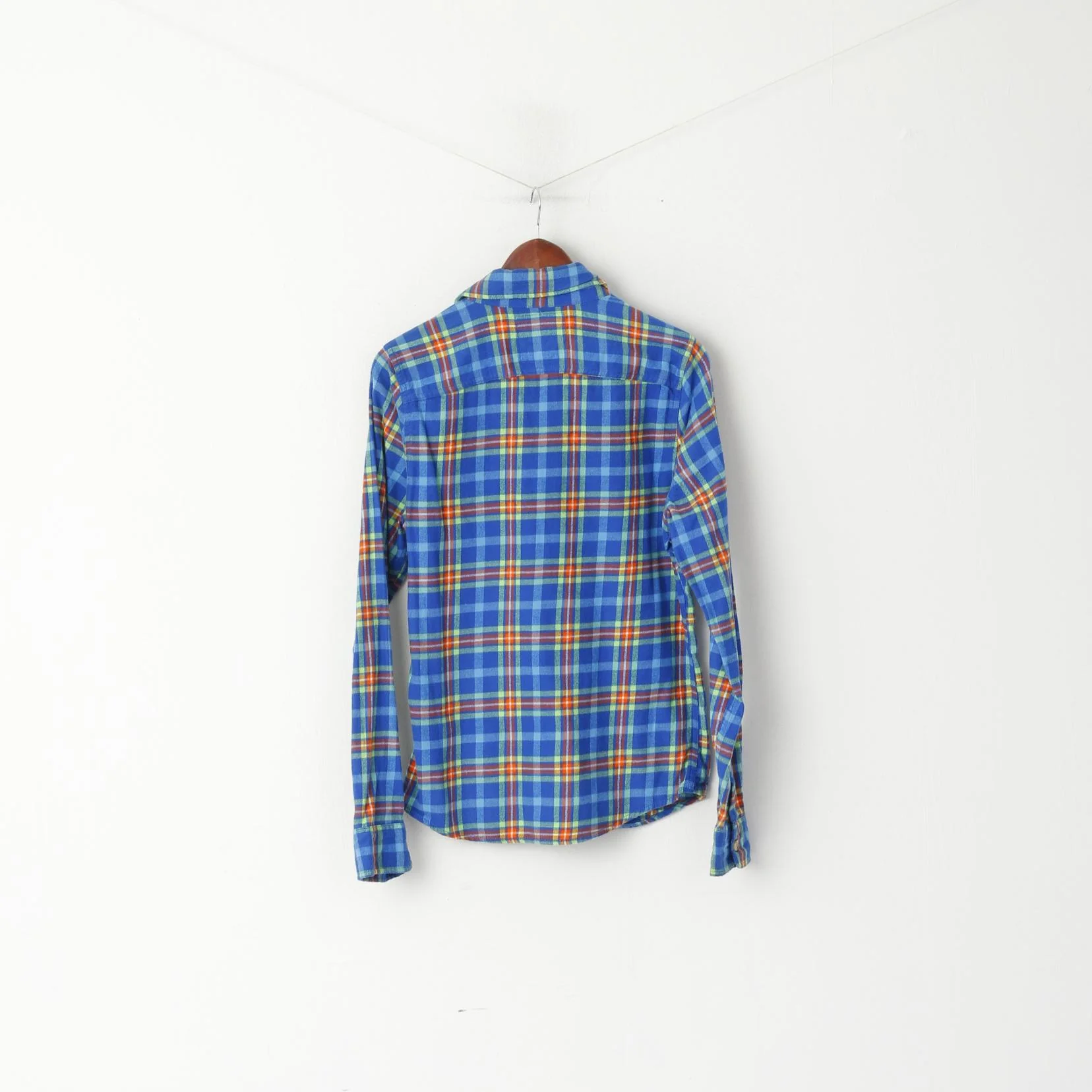 Hollister Men S Casual Shirt Blue Check Cotton Soft Flanel Long Sleeve Top - Image 6