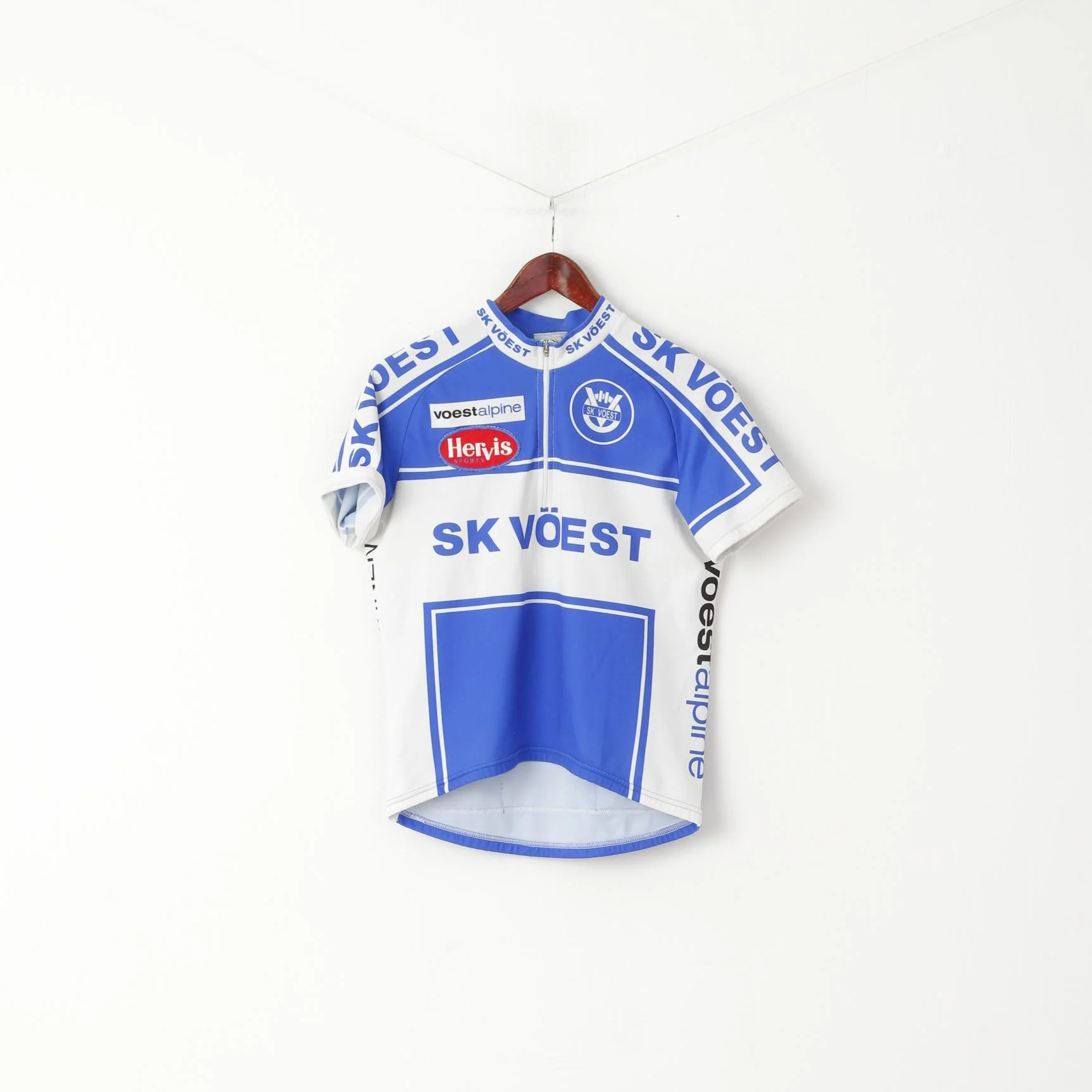 Sherpa Men M Cycling Shirt Blue Vintage Hervis Sports SK Voest Retro Bike Top