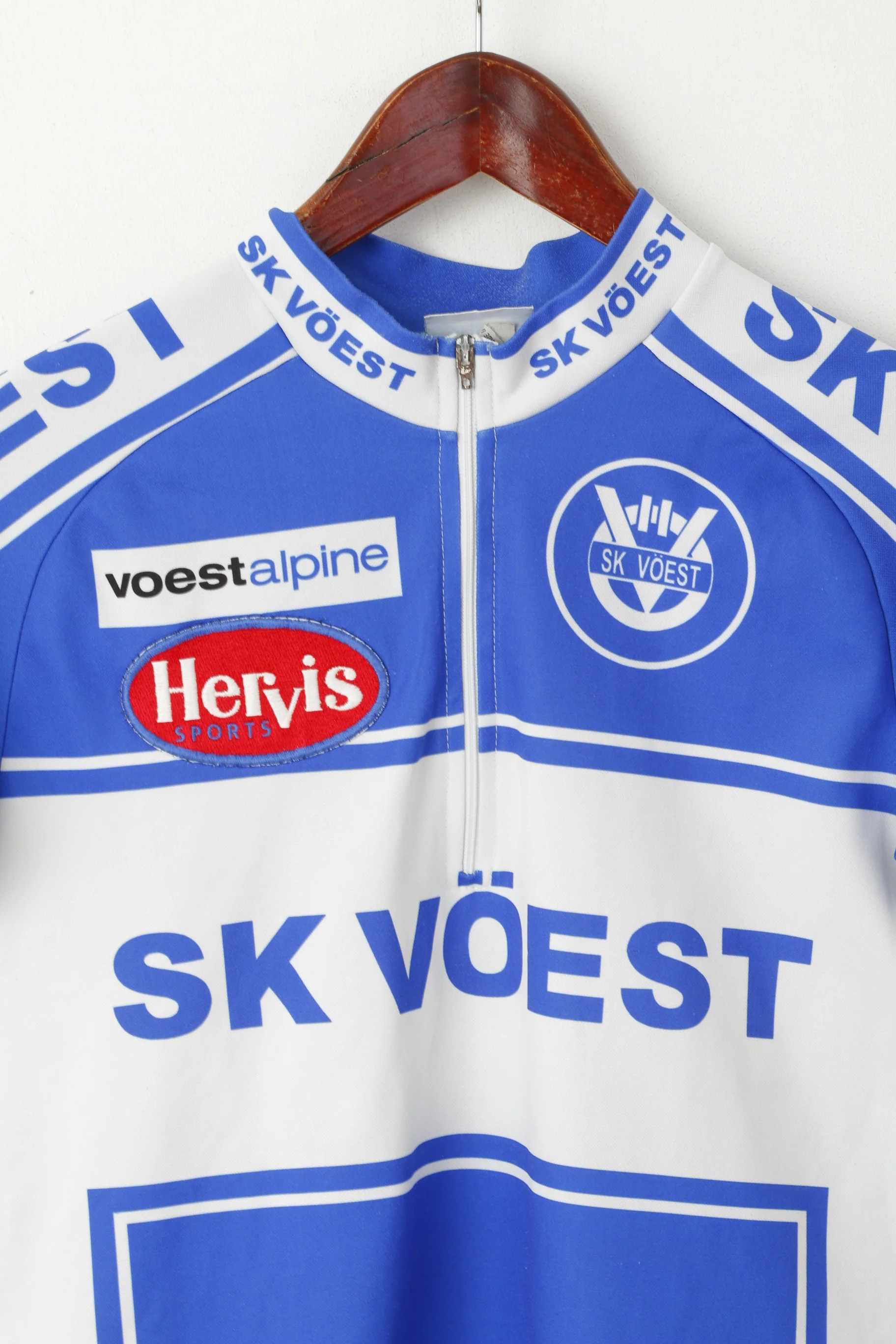 Sherpa Men M Cycling Shirt Blue Vintage Hervis Sports SK Voest Retro Bike Top - Image 2
