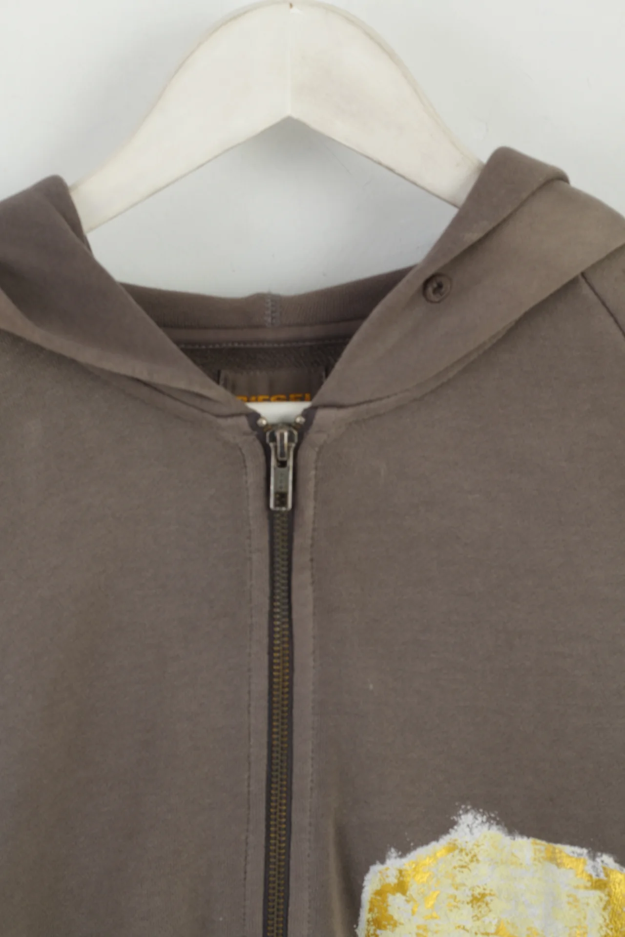 Diesel Men M Sweatshirt Grey Cotton Hoodie Full Zipper Graphic Top - Image 2