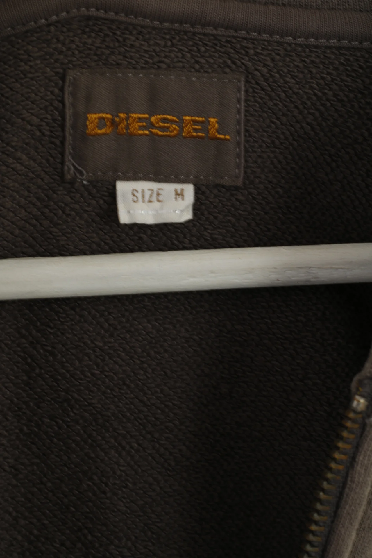 Diesel Men M Sweatshirt Grey Cotton Hoodie Full Zipper Graphic Top - Image 5