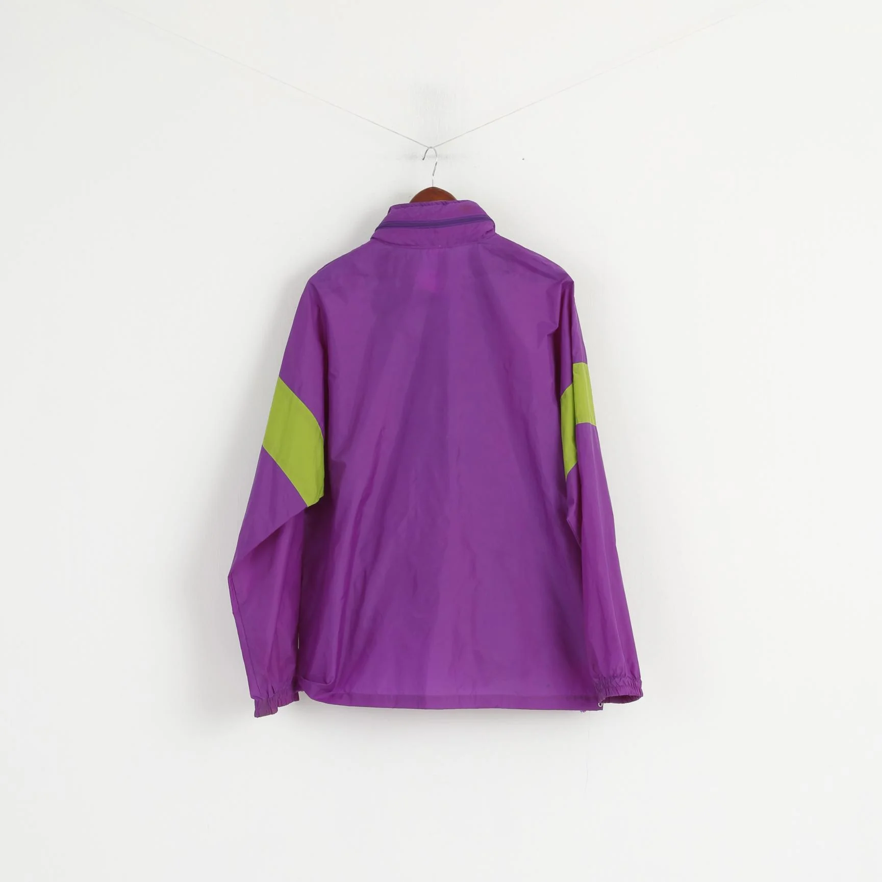 Active Men L Rain Jacket Purple Pullover Nylon Waterproof Retro Hidden Hood Top - Image 7