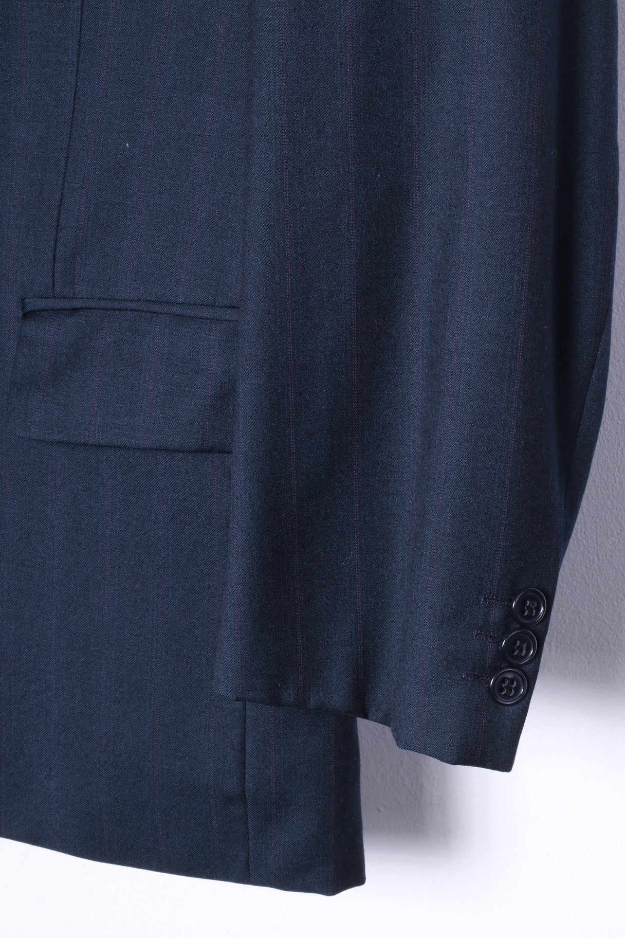 BM By Bozzalla & Lesna Men 48 38 Blazer Navy Wool Striped Abu Dabi Blue Marine Italy Jacket - Image 4
