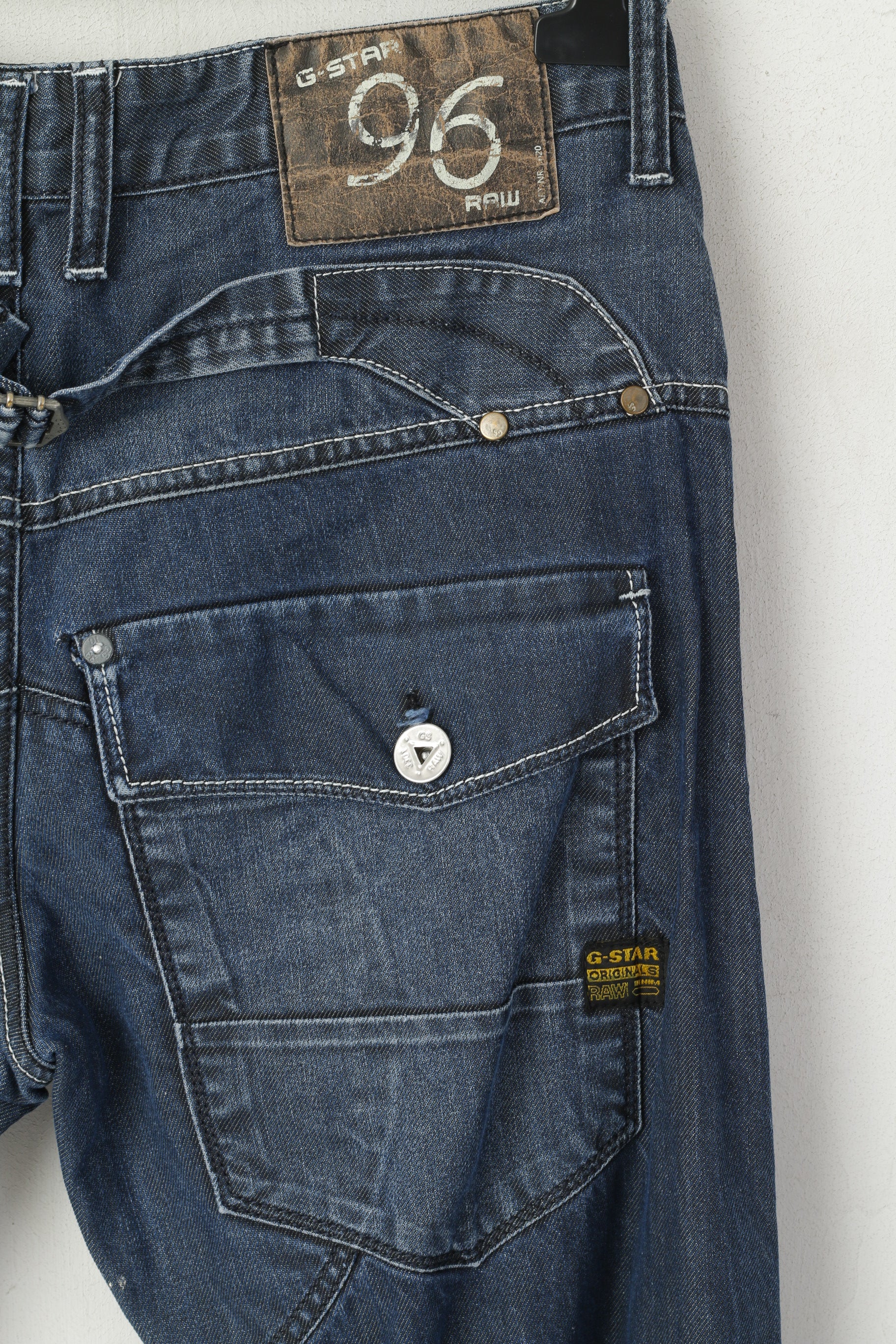 G-Star Raw Men 34 Jeans Trousers Navy Cotton Italy Straight Leg Pants - Image 5