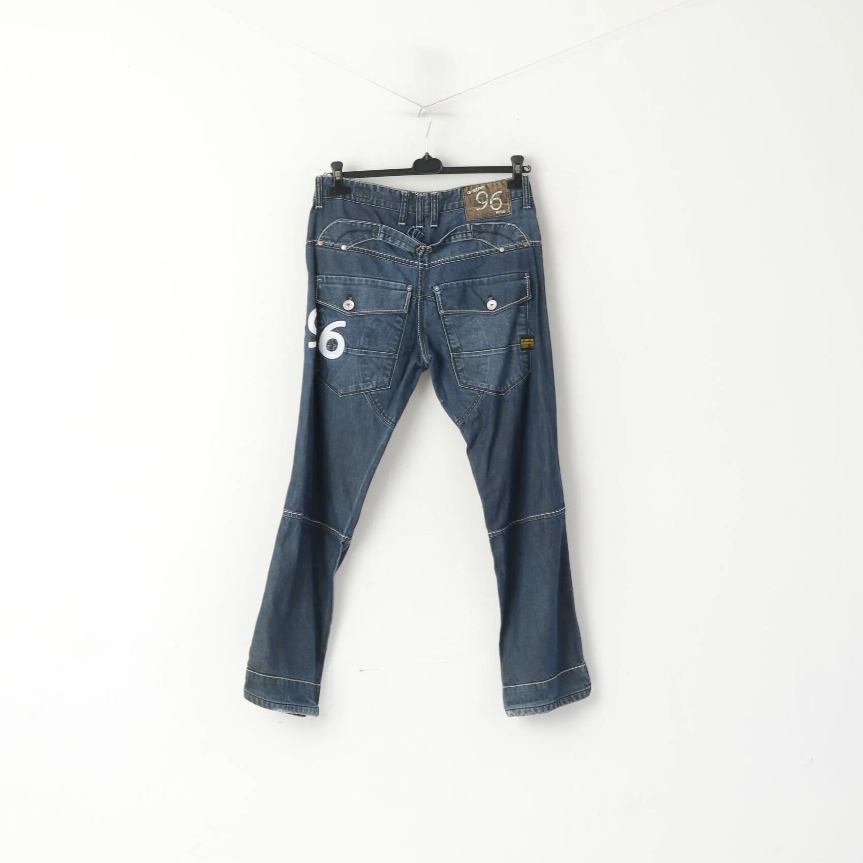 G-Star Raw Men 34 Jeans Trousers Navy Cotton Italy Straight Leg Pants - Image 6