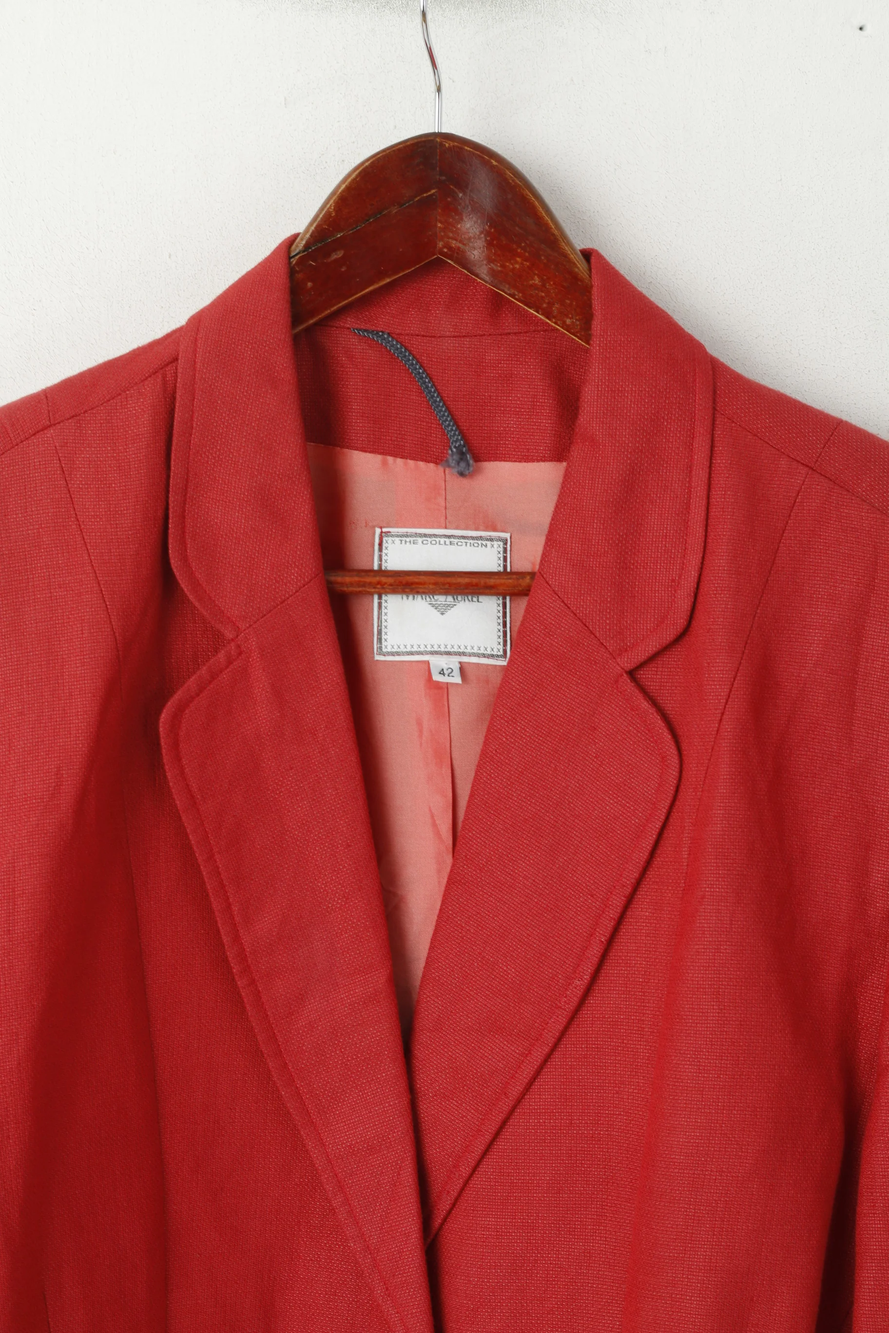 Marc Aurel Women 42 M Blazer Raspberry Linen Blend Classic Retro Jacket - Image 2