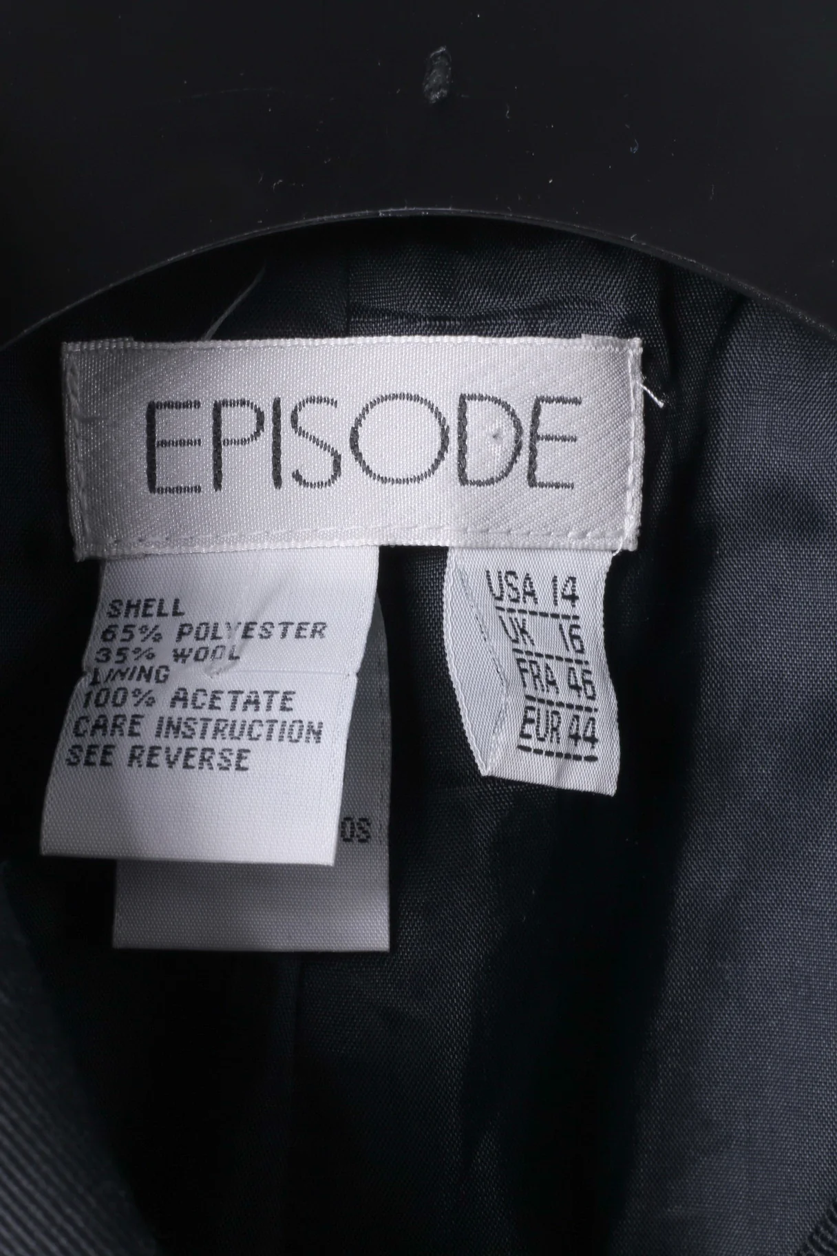EPISODE Women 44 16 Blazer Black Wool Blend Double Breasted Jacket - Image 4