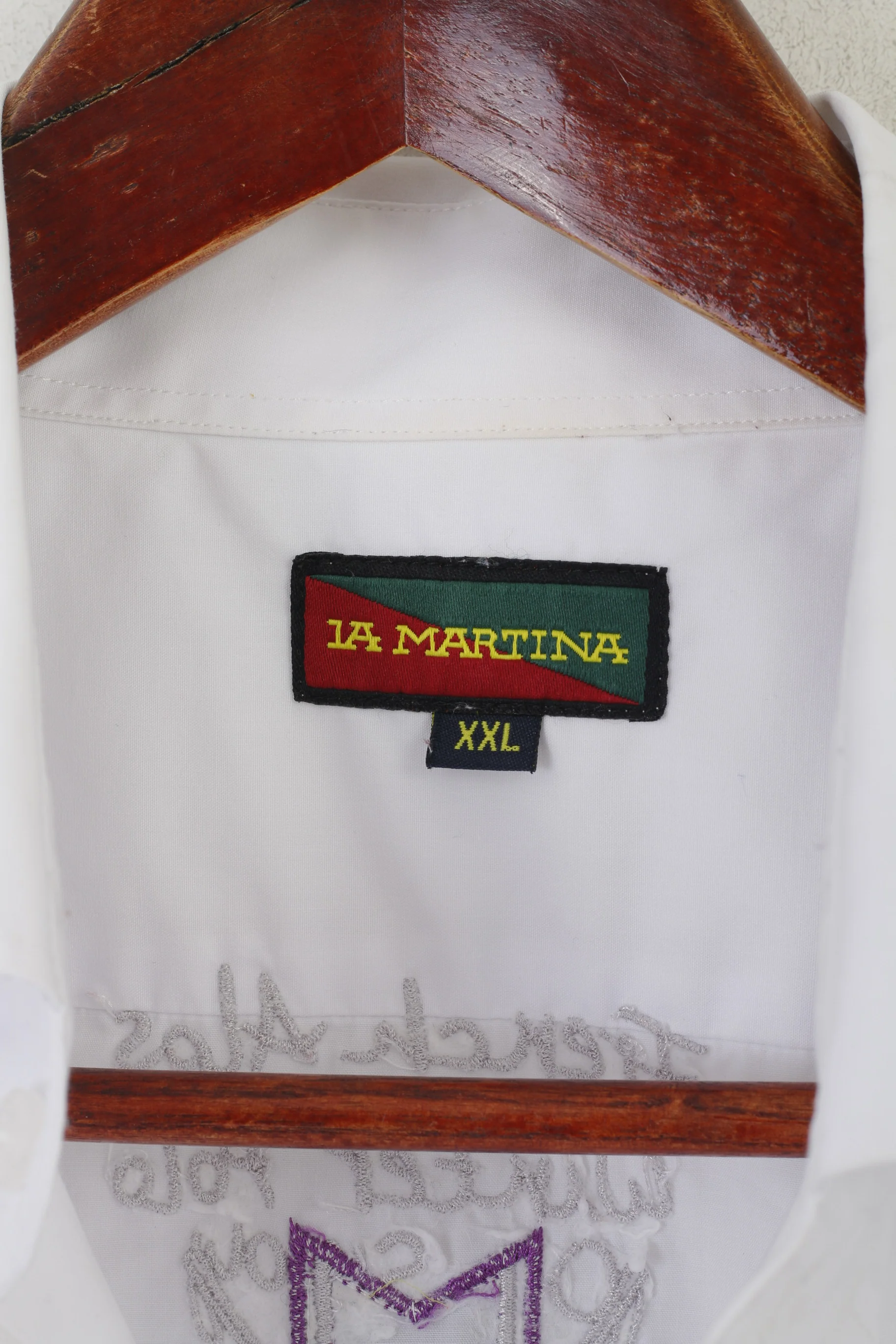 La Martina Men XXL Casual Shirt White Cotton #4 Polo Argentino French Alps Top - Image 4