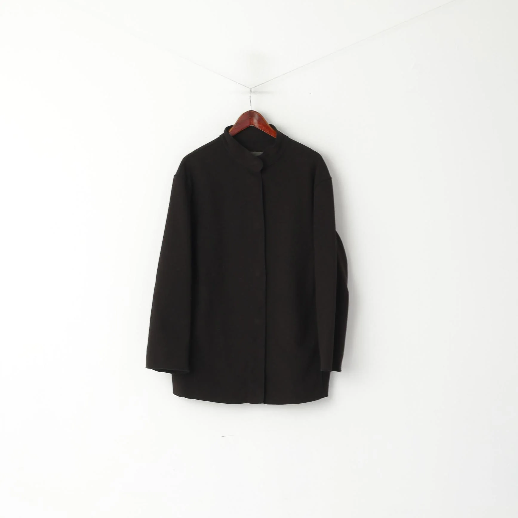 Marc Aurel Women 44 XL Fleece Top Black Snap Stand-up Collar Casual Light Jacket