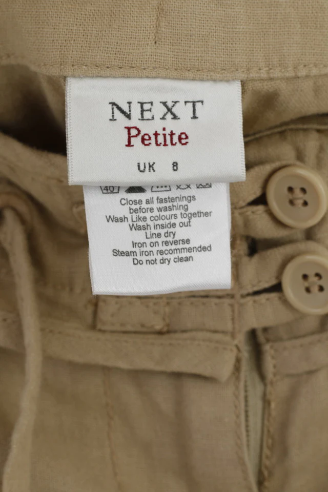 Next Petite Womens 36 8 S Capri Pants Beige Linen Blend Summer Trousers - Image 3