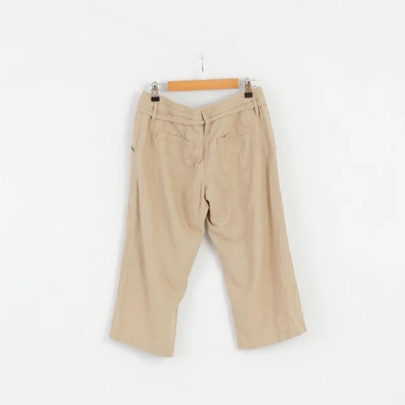 Next Petite Womens 36 8 S Capri Pants Beige Linen Blend Summer Trousers - Image 5