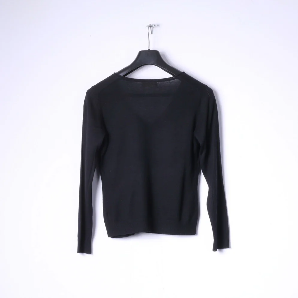 Rossopuro Womens S Jumper Black Classic V Neck Soft Sweater Light Top - Image 4