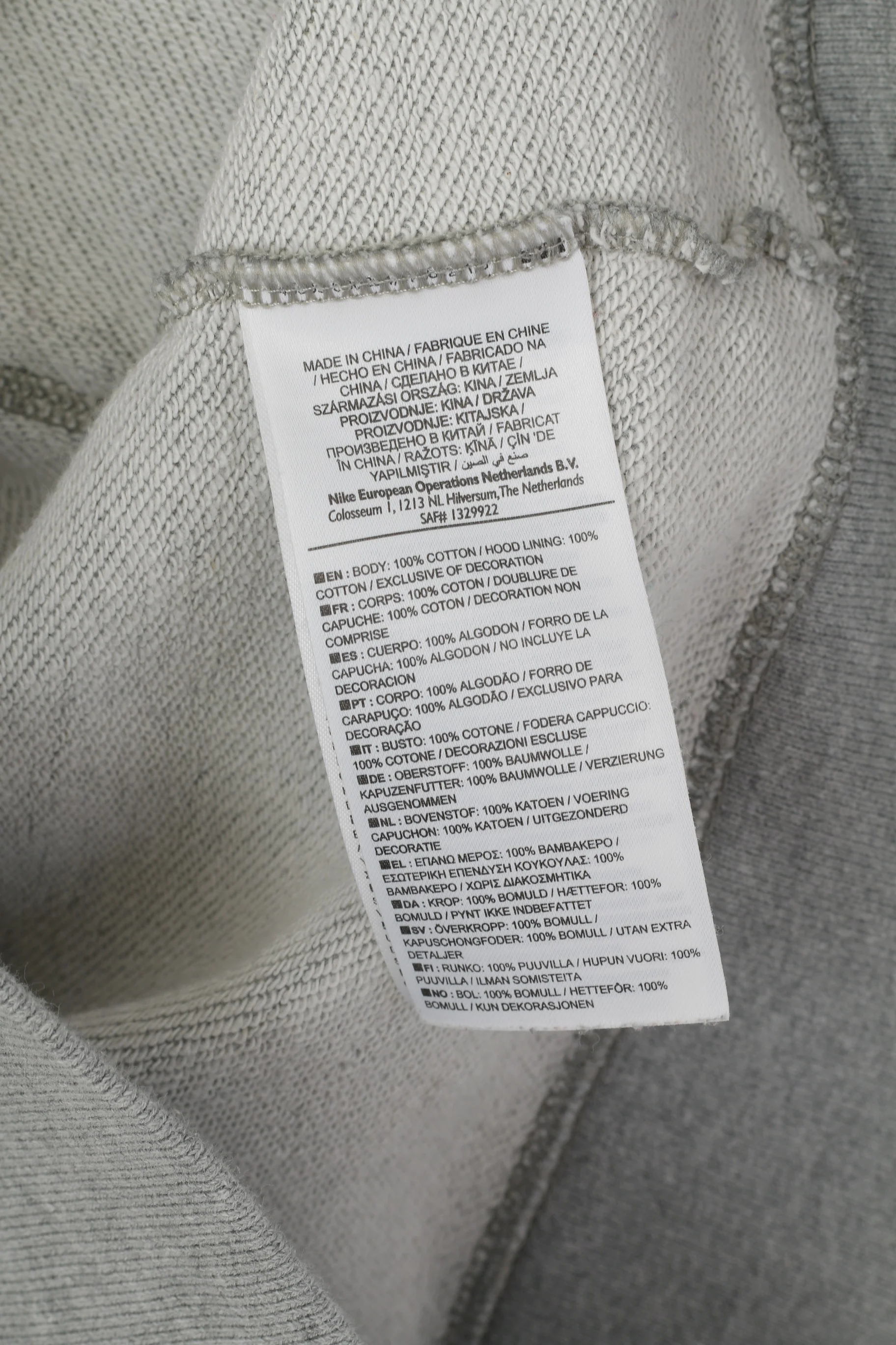Nike Women L Sweatshirt Grey Cotton Full Zipper Hooded Activewear Top - Image 5