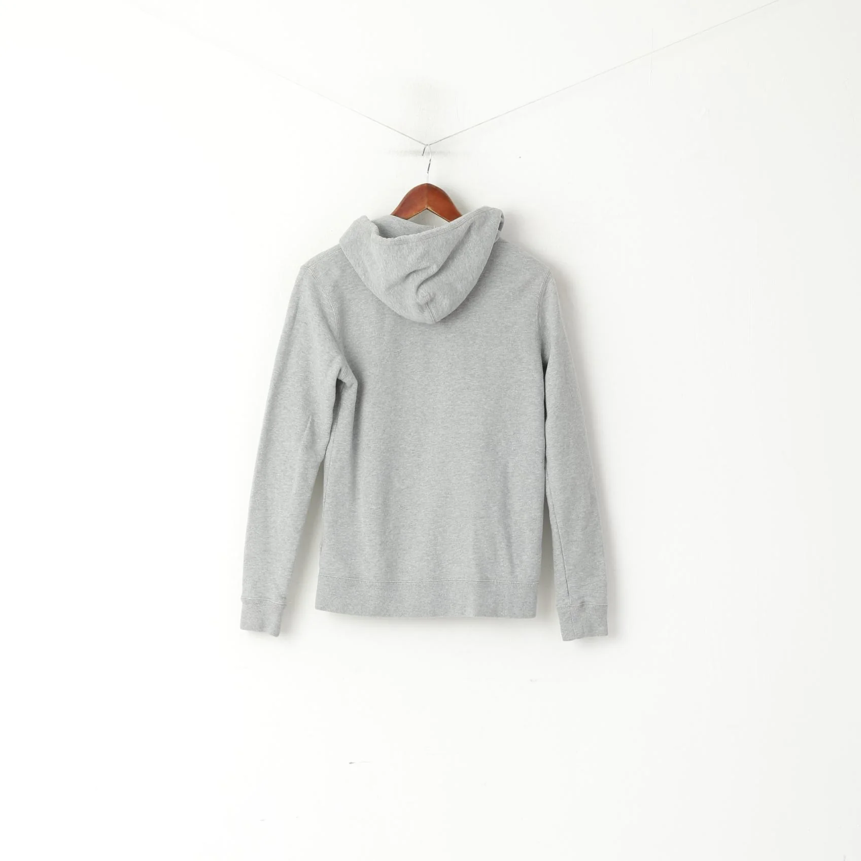 Nike Women L Sweatshirt Grey Cotton Full Zipper Hooded Activewear Top - Image 6