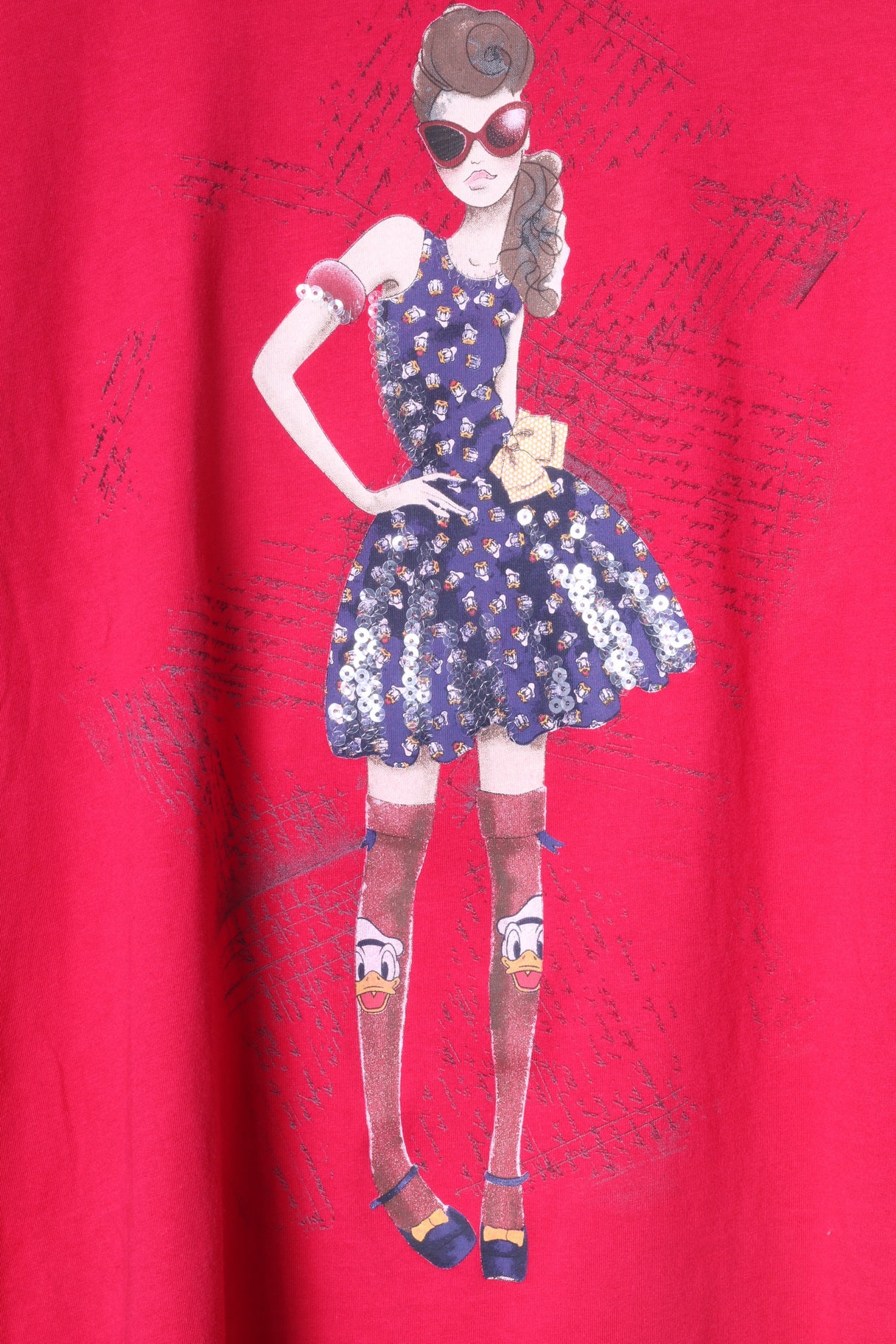 United Colours Of Benetton Girls XXL 14-16 Age Shirt Maroon Disney Donald Fashion Top - Image 3