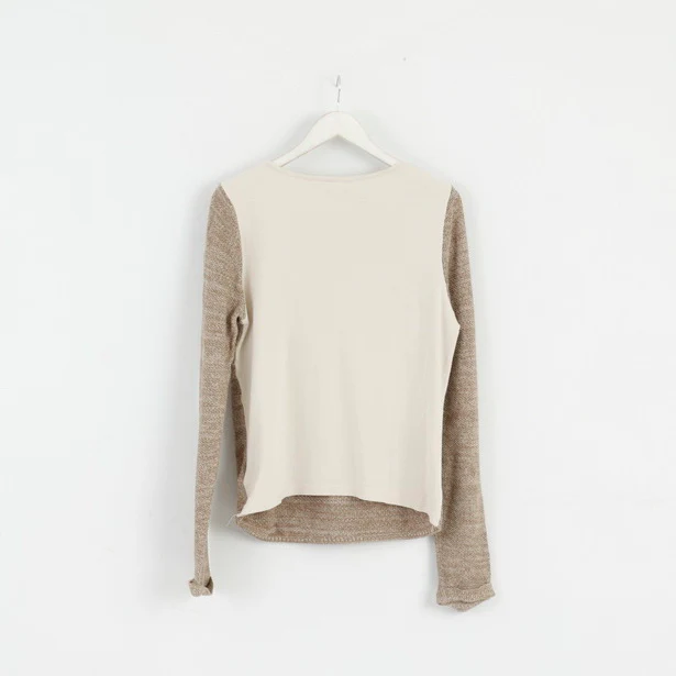 John Baner Womens 40/42 M Jumper Beige Cotton Blend Crew Neck Sweater - Image 5
