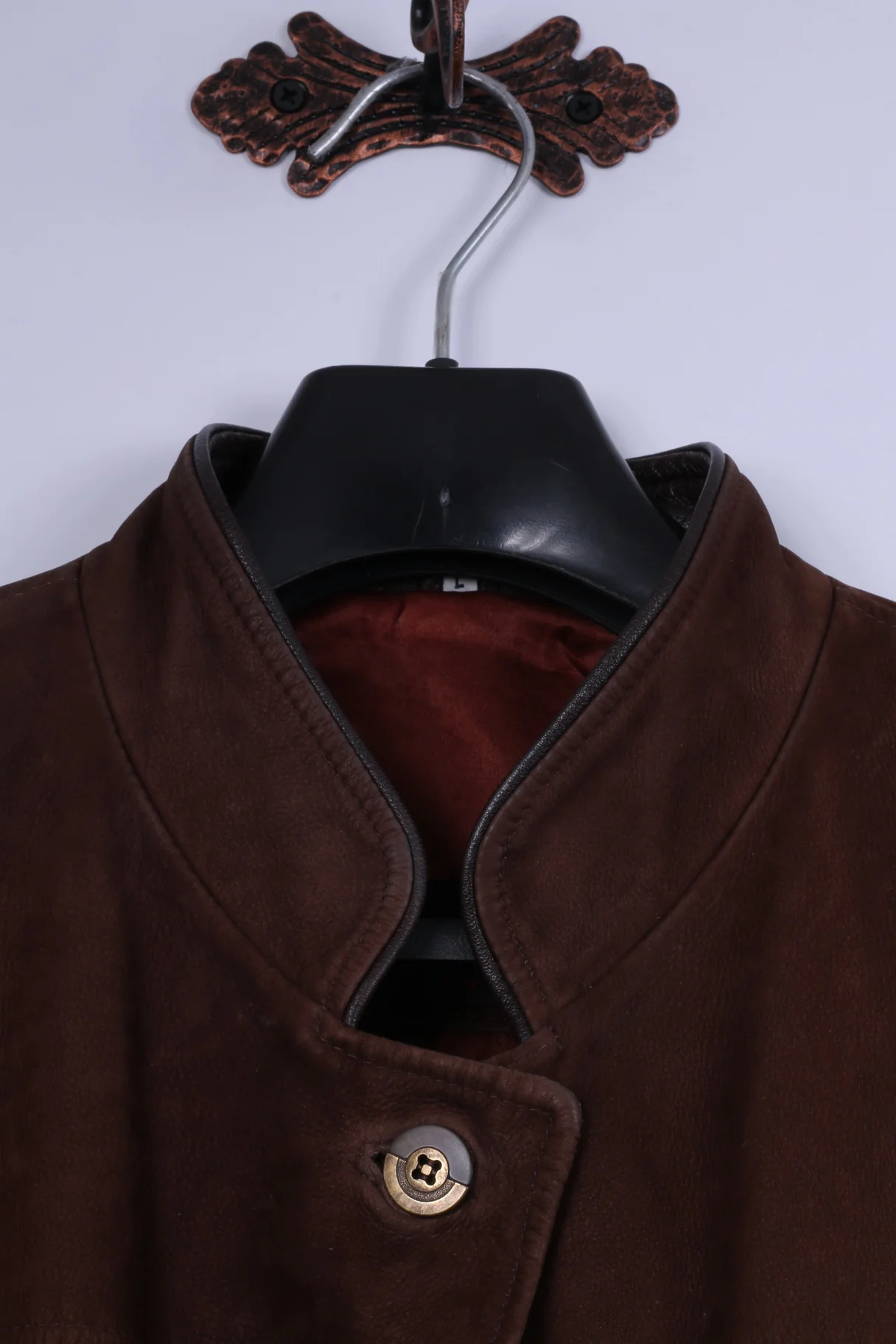 REWARD London Womens L Jacket Brown Leather Single Breasted Shoulder Pads - Image 2
