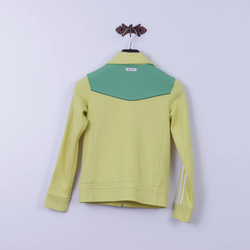 Adidas Girls 14 Age 164 Sweatshirt Yellow Zip Up 3 Stripe Track Top Unisex - Image 7