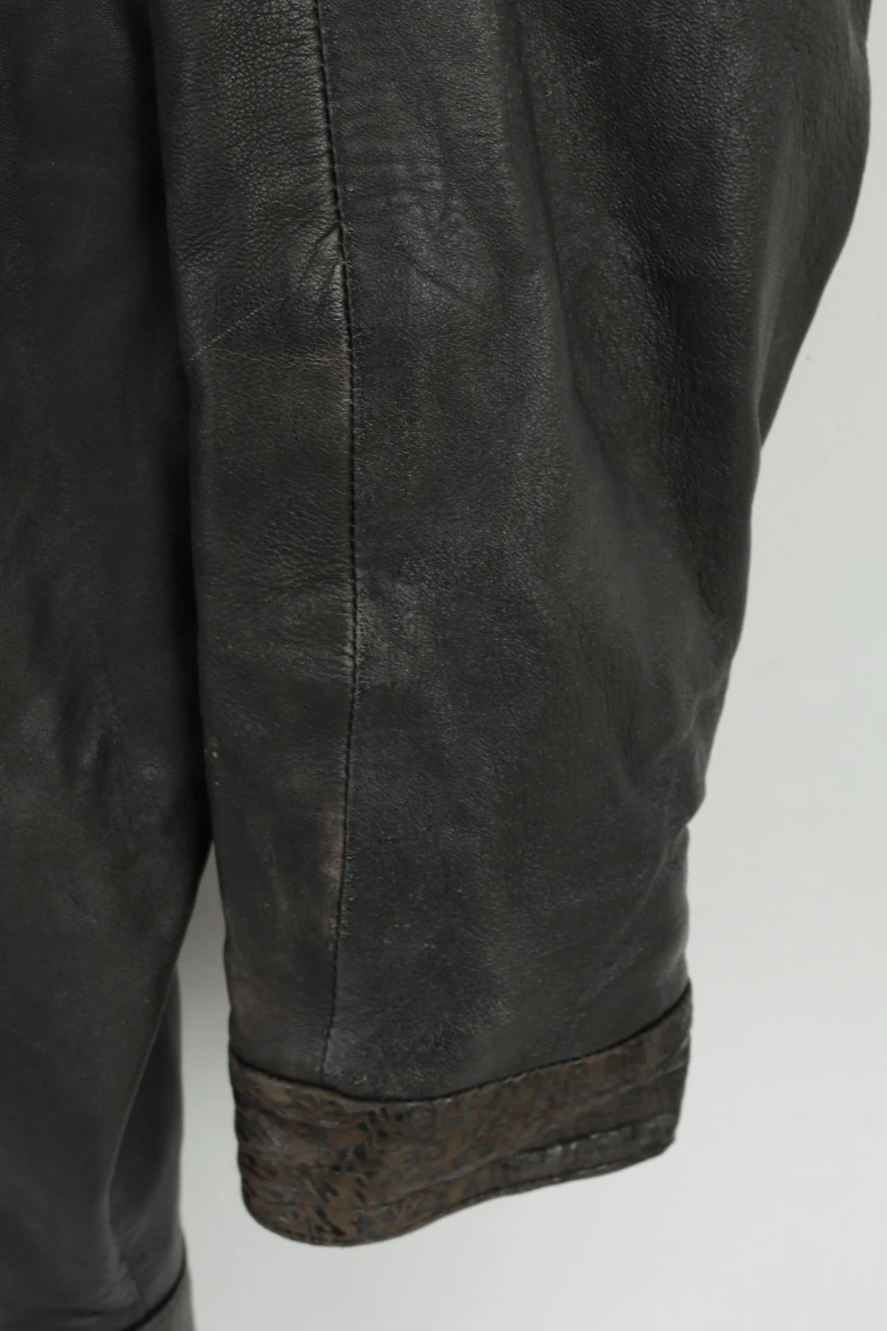 Vintage Women L Jacket Brown Leather Bomber Bat Full Zipper Retro Top - Image 4