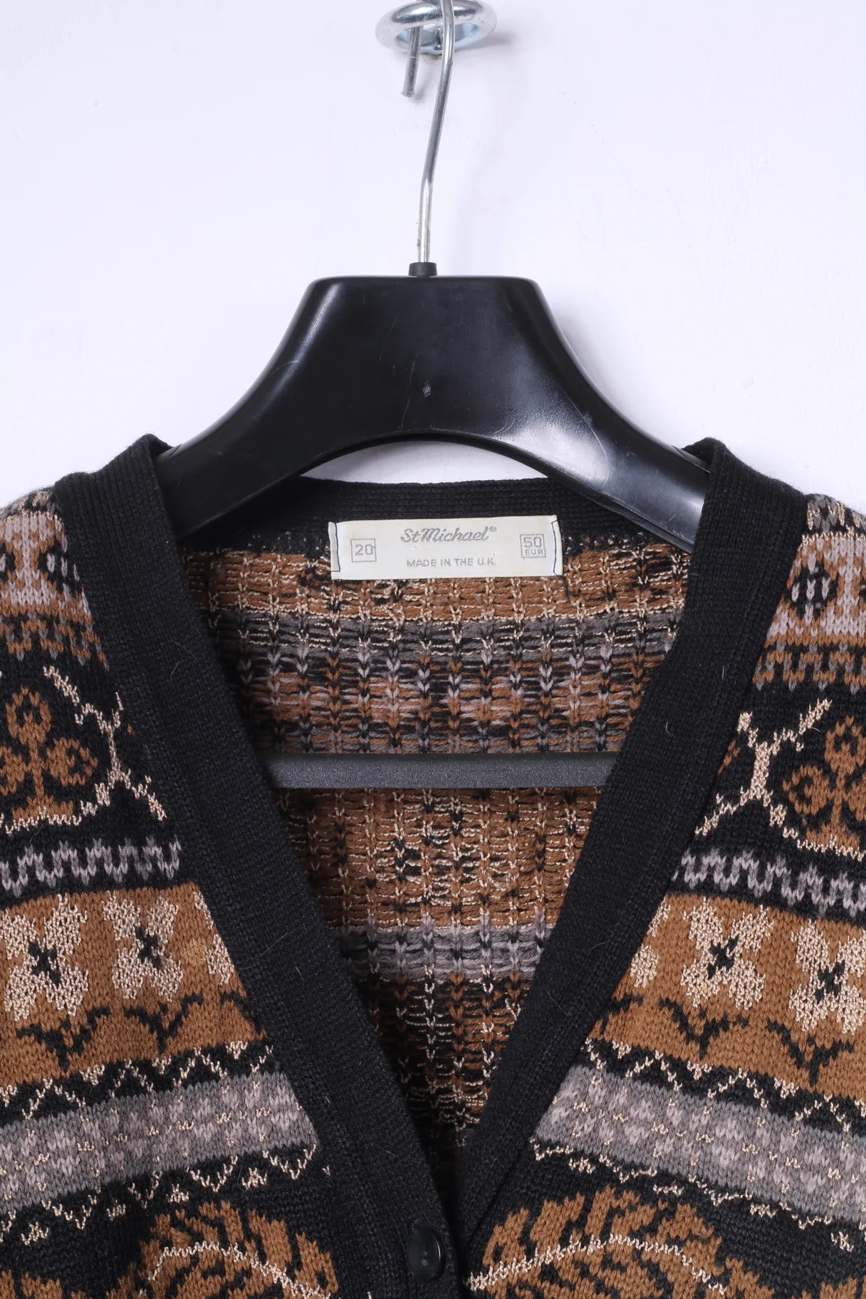 St Miechael Womens 20 50 Sweater Brown Acrylic Printed Button Front Cardigan - Image 2