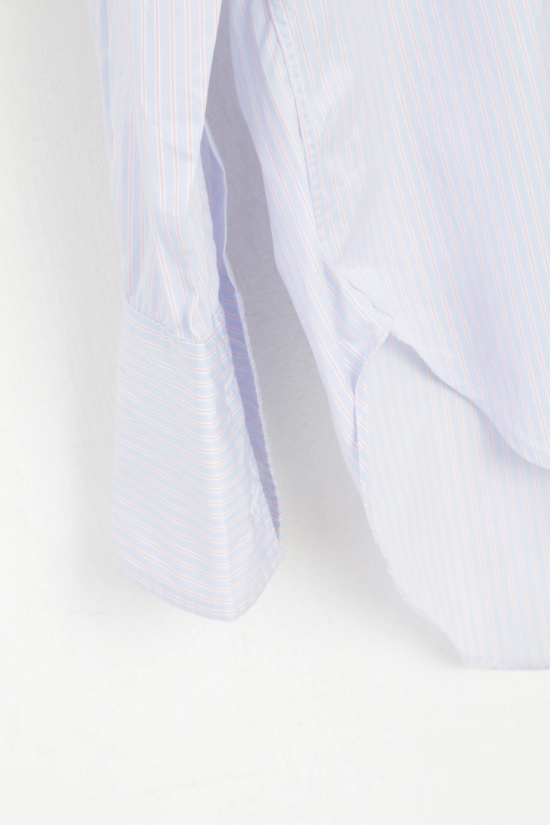 T.M. Lewin Men 15.5 33 L Casual Shirt Blue STriped Cotton Cuff Long Sleeve Luxury Top - Image 3