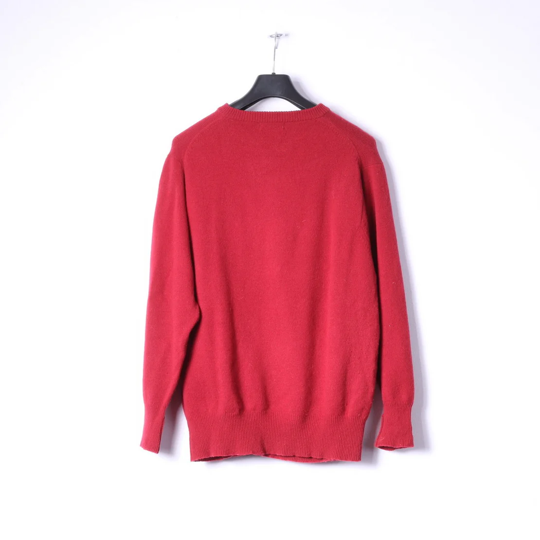 Barbour Mens L Jumper Red Pure New Wool Crew Neck Classic Sweater - Image 5