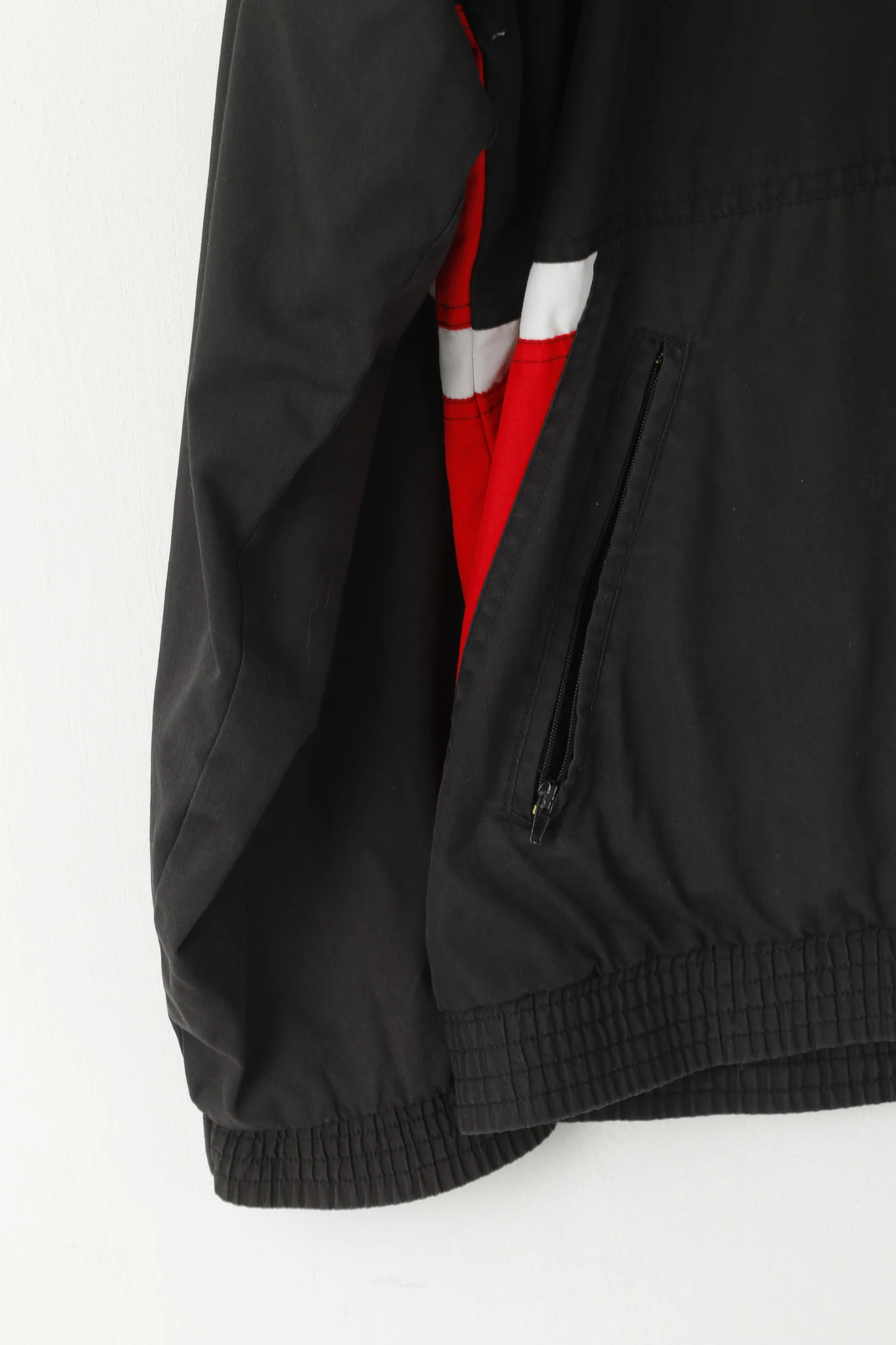 Erima Men 40/42 M Jacket Red Black Vintage Sportswear Cotton Full Zip Track Top - Image 3
