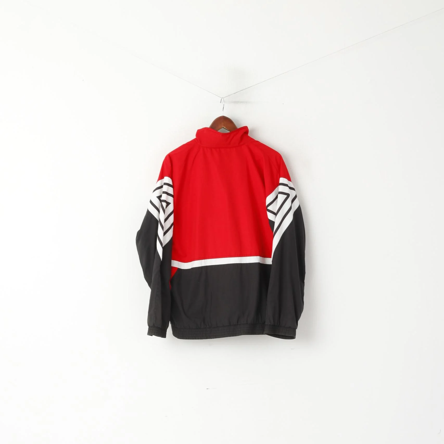 Erima Men 40/42 M Jacket Red Black Vintage Sportswear Cotton Full Zip Track Top - Image 8