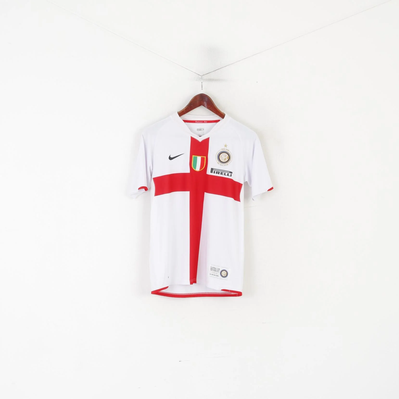 Nike FC Inter Milan Boys 13-15 Age 158-170 Shirt White 07-08 Jersey Football Centenary Top
