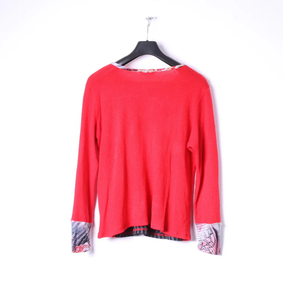 Maksim .Z Paris Womens M Jumper Red Acrylic Emroidered Abstract Sweater - Image 6