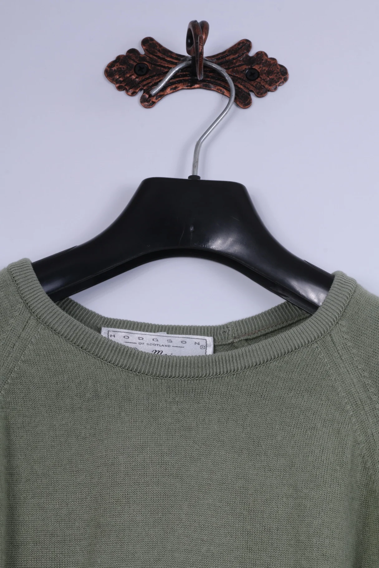Hodgson Of Scotland Mens 38" S Jumper Green Pure Wool Crew Neck Classic Sweater - Image 2