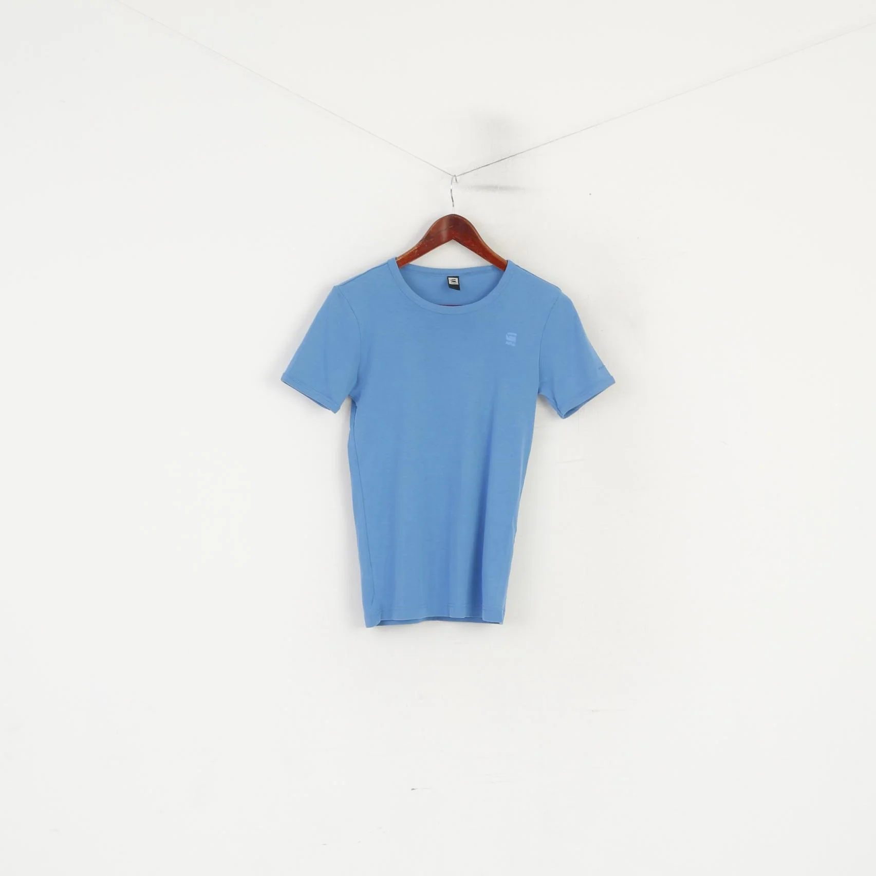 G-Star Raw Women S Shirt Blue Cotton Crew Neck Stretch Logo Basic Top