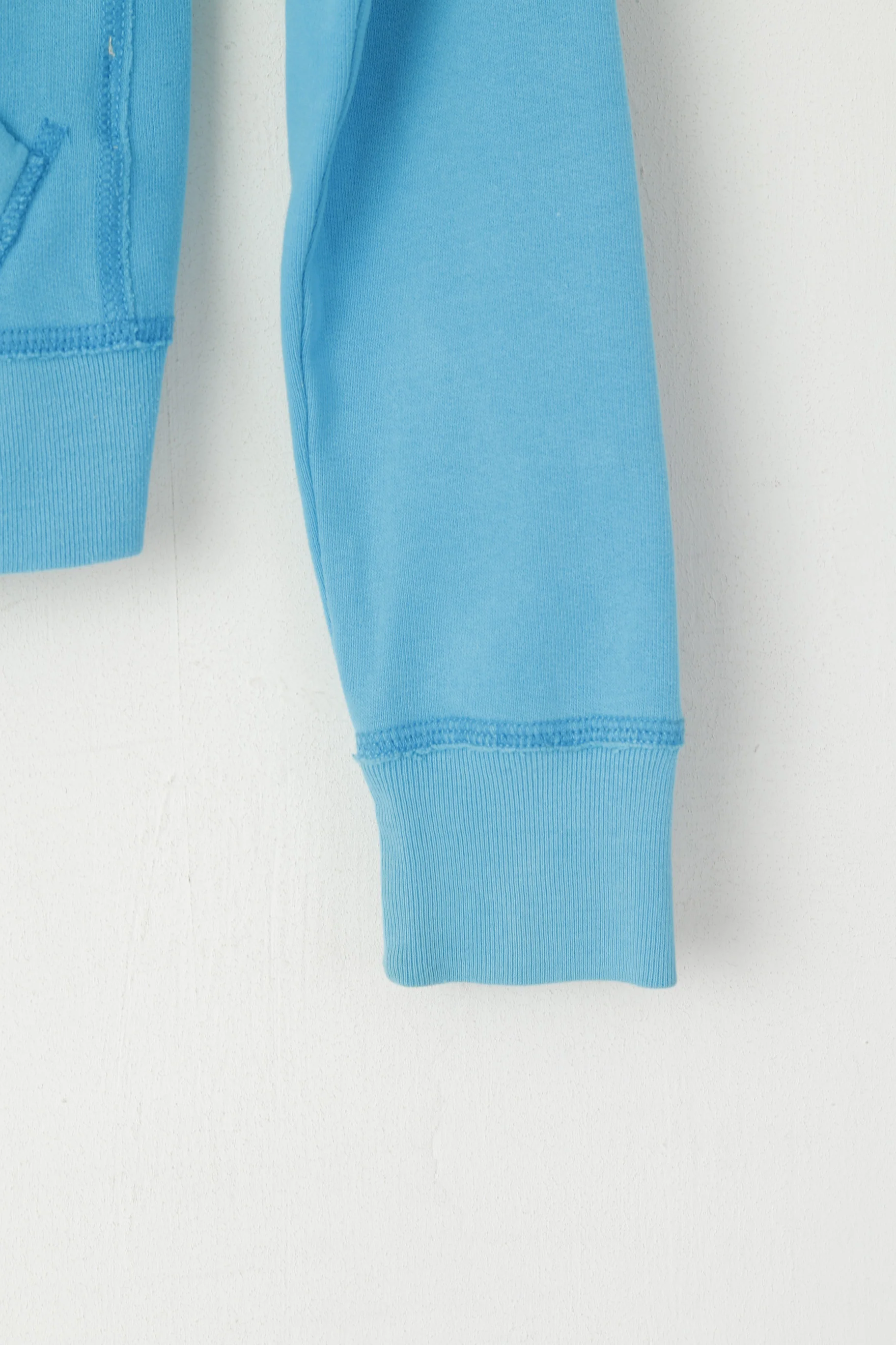 Hollister California Women XS Sweatshirt Blue Cotton Hooded Surf Open Zip Up Top - Image 3