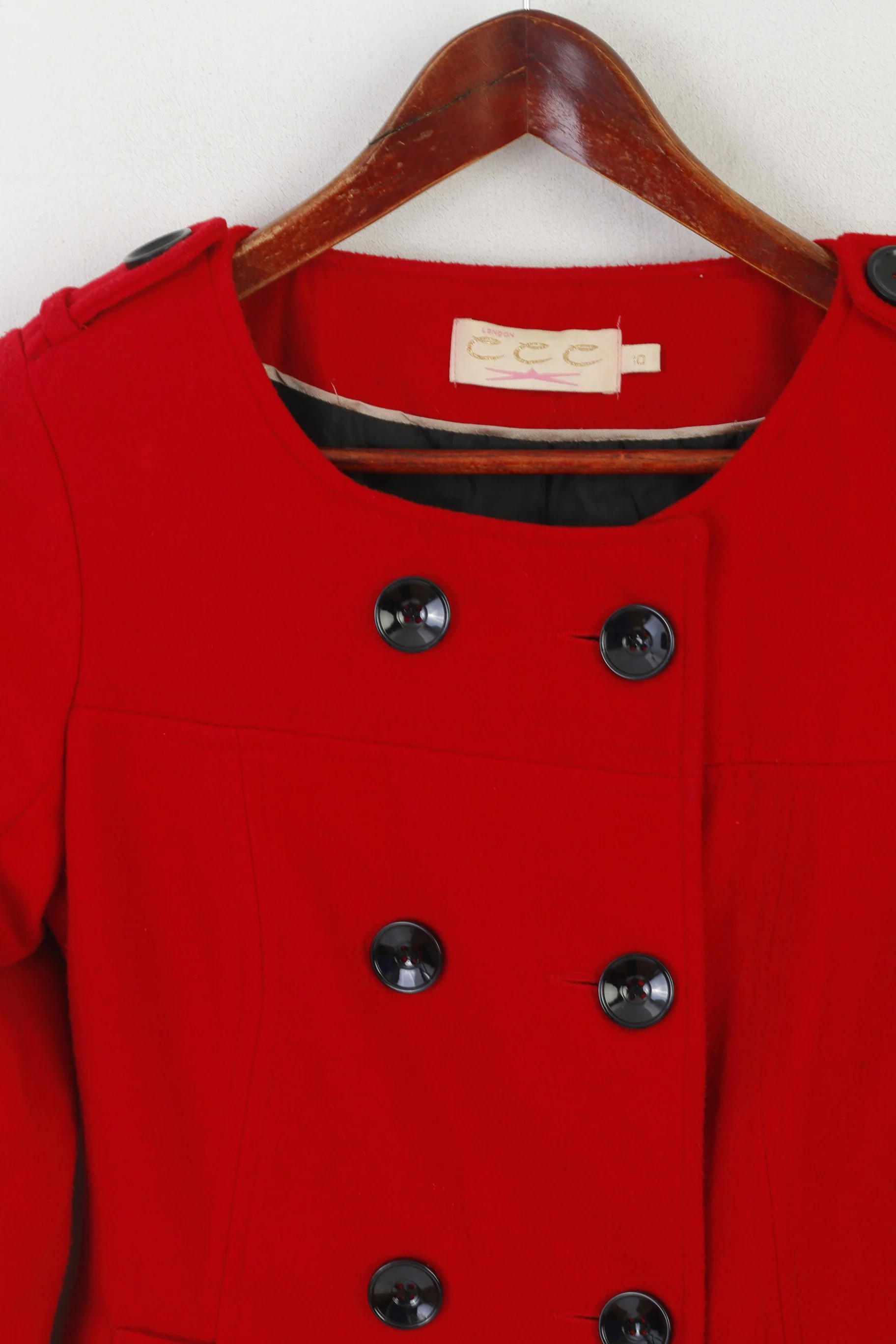 Ccc London Women 10 36 XS Jacket Red Vintage Classic Double Breasted Top - Image 2