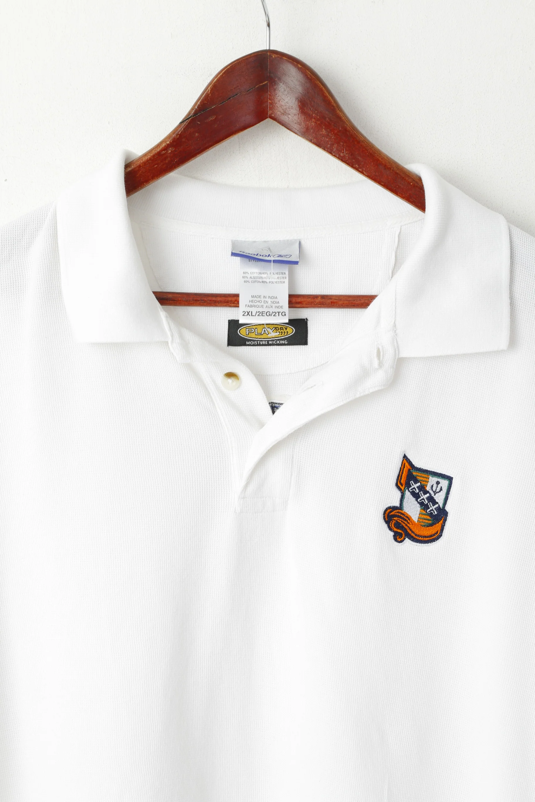 Reebok NFL Men 2XL (3XL) Polo Shirt White Long Cotton Europe League Play Dry Top - Image 2