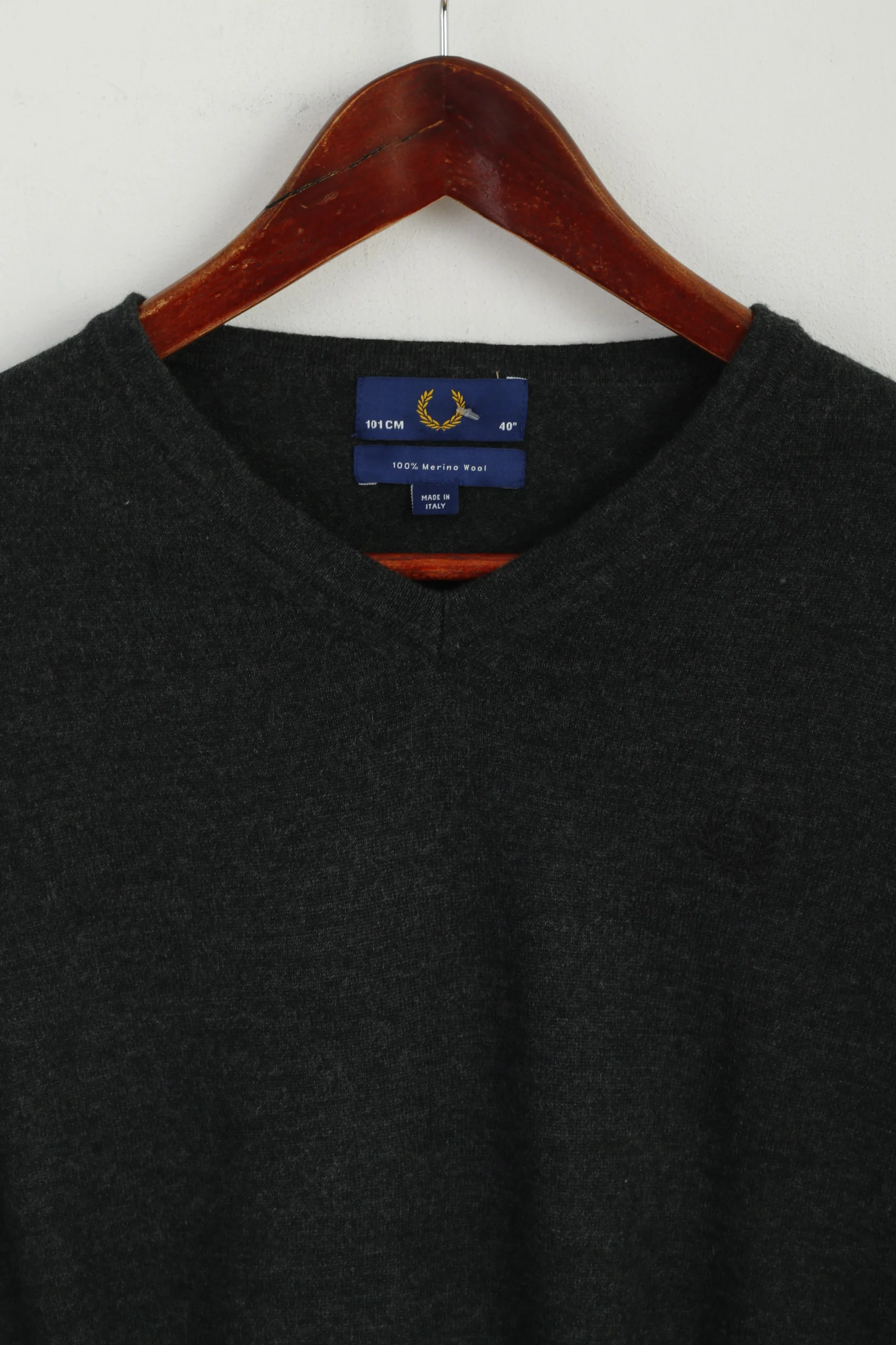 Fred Perry Boys 101cm 40" 12 Age Jumper Grey Merino Wool Classic Sweater - Image 2