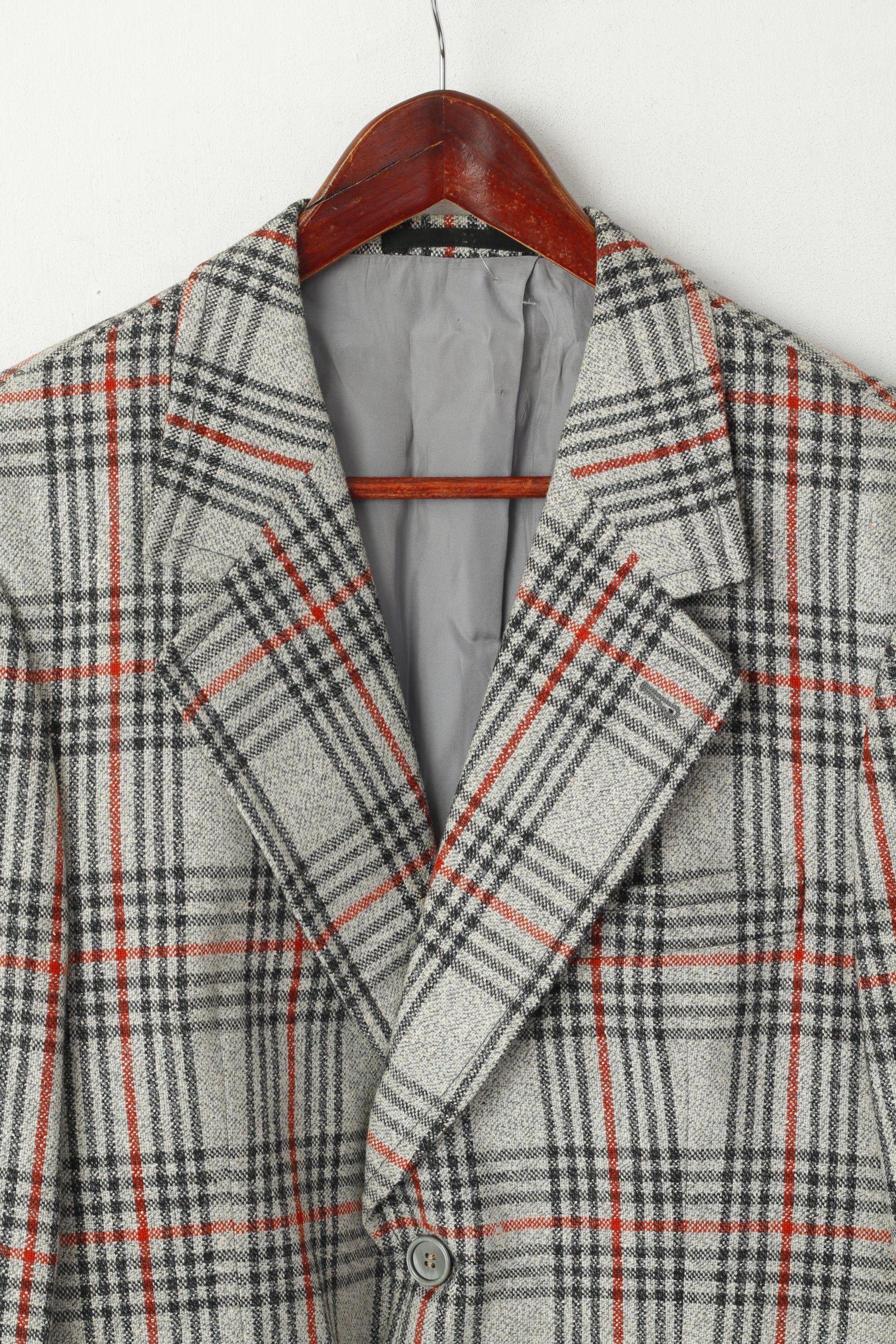 Vogel Modell Men 40 Blazer Retro Grey Check Wool Diolen Single Breasted Jacket - Image 2