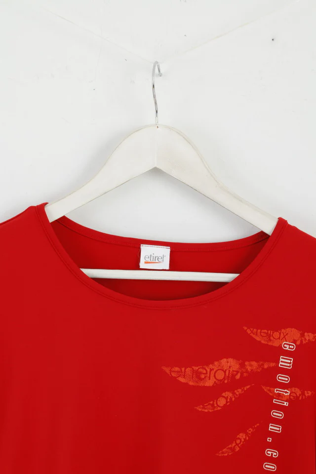 Etirel Womens M Shirt Red Stretch Outdoor Hiking Active Top - Image 2