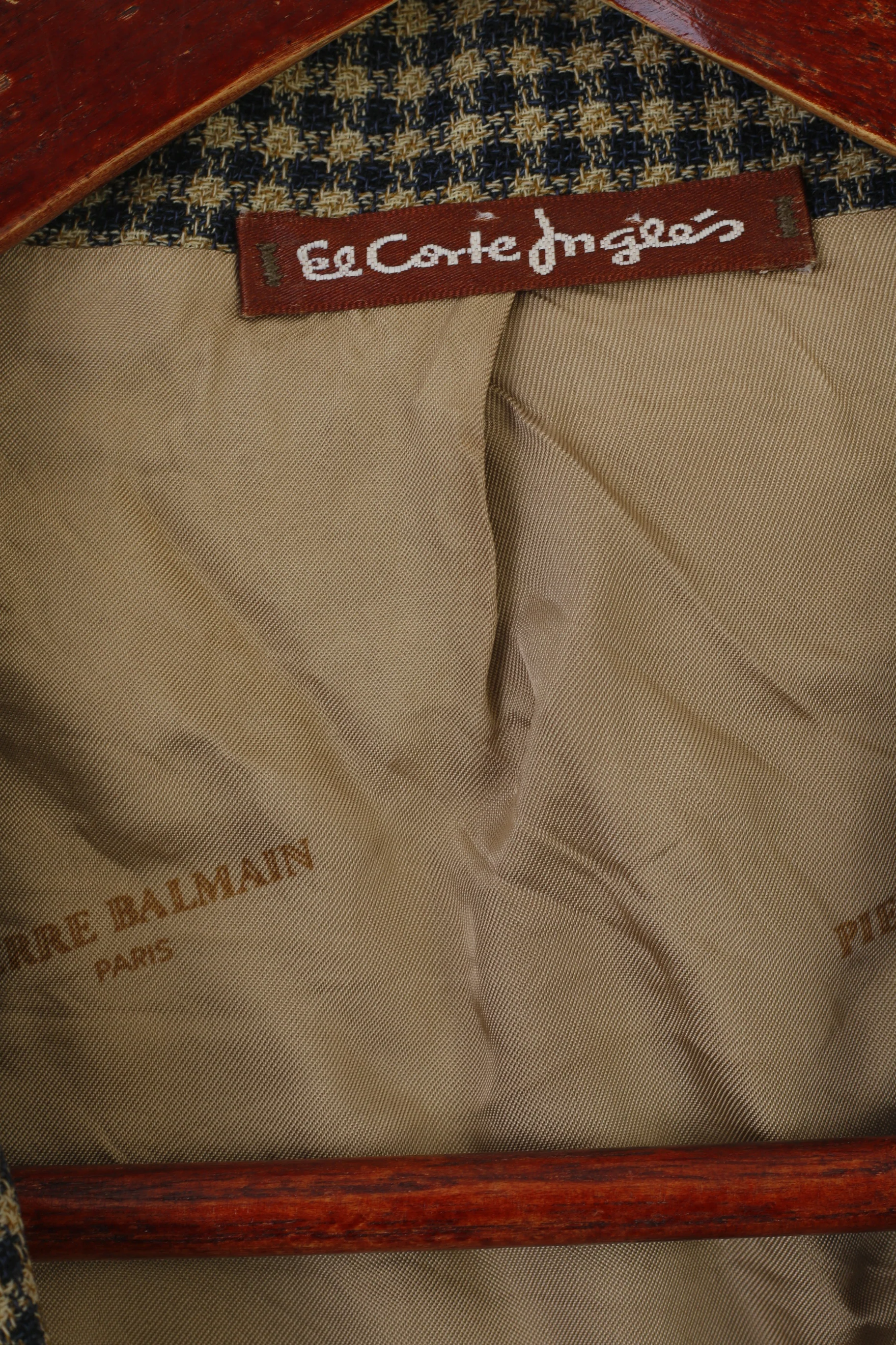 Pierre Balmain El Corte Ingles Men 56 46 Blazer Brown Wool Check Vintage Top Suit Check Wool Brown - Image 4