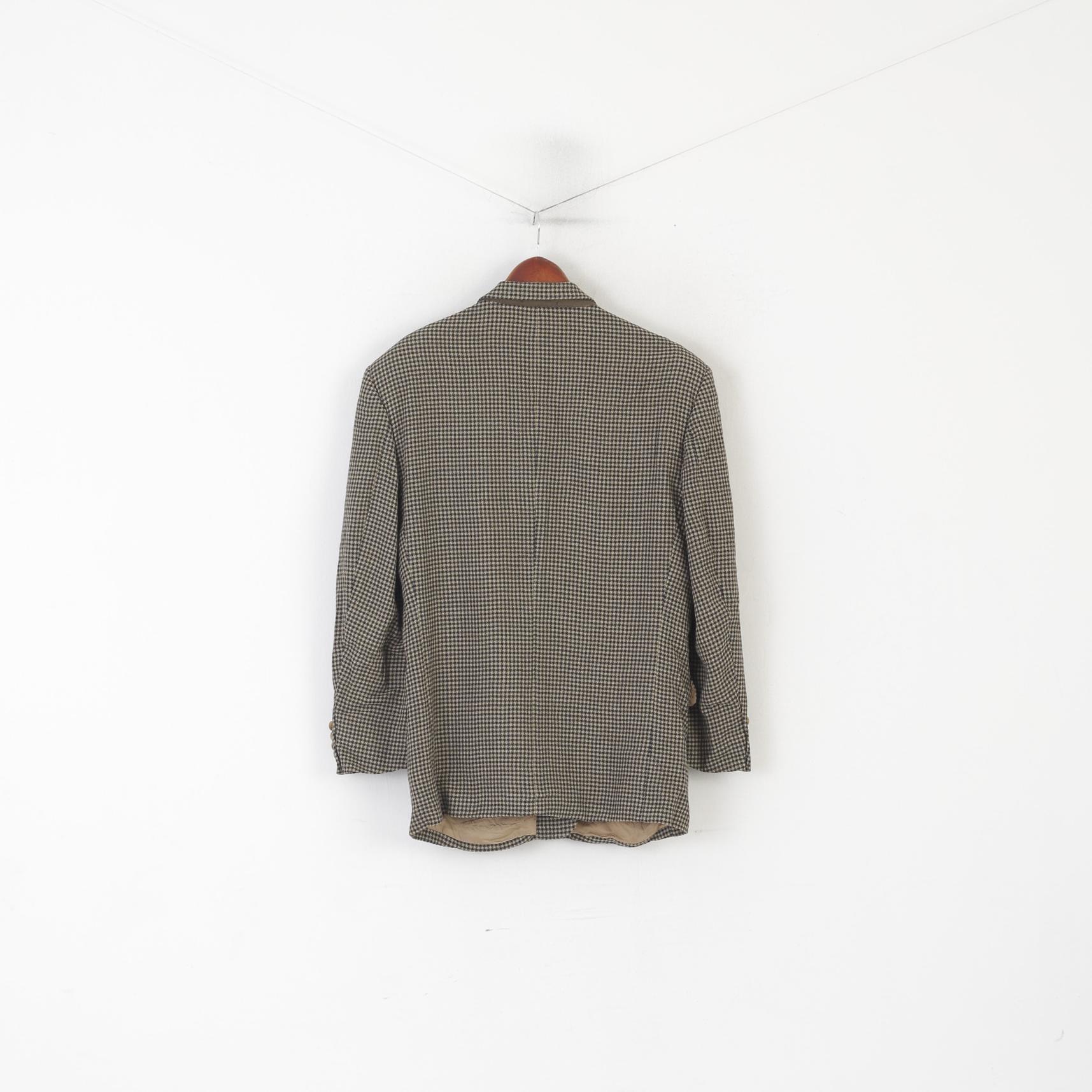 Pierre Balmain El Corte Ingles Men 56 46 Blazer Brown Wool Check Vintage Top Suit Check Wool Brown - Image 9