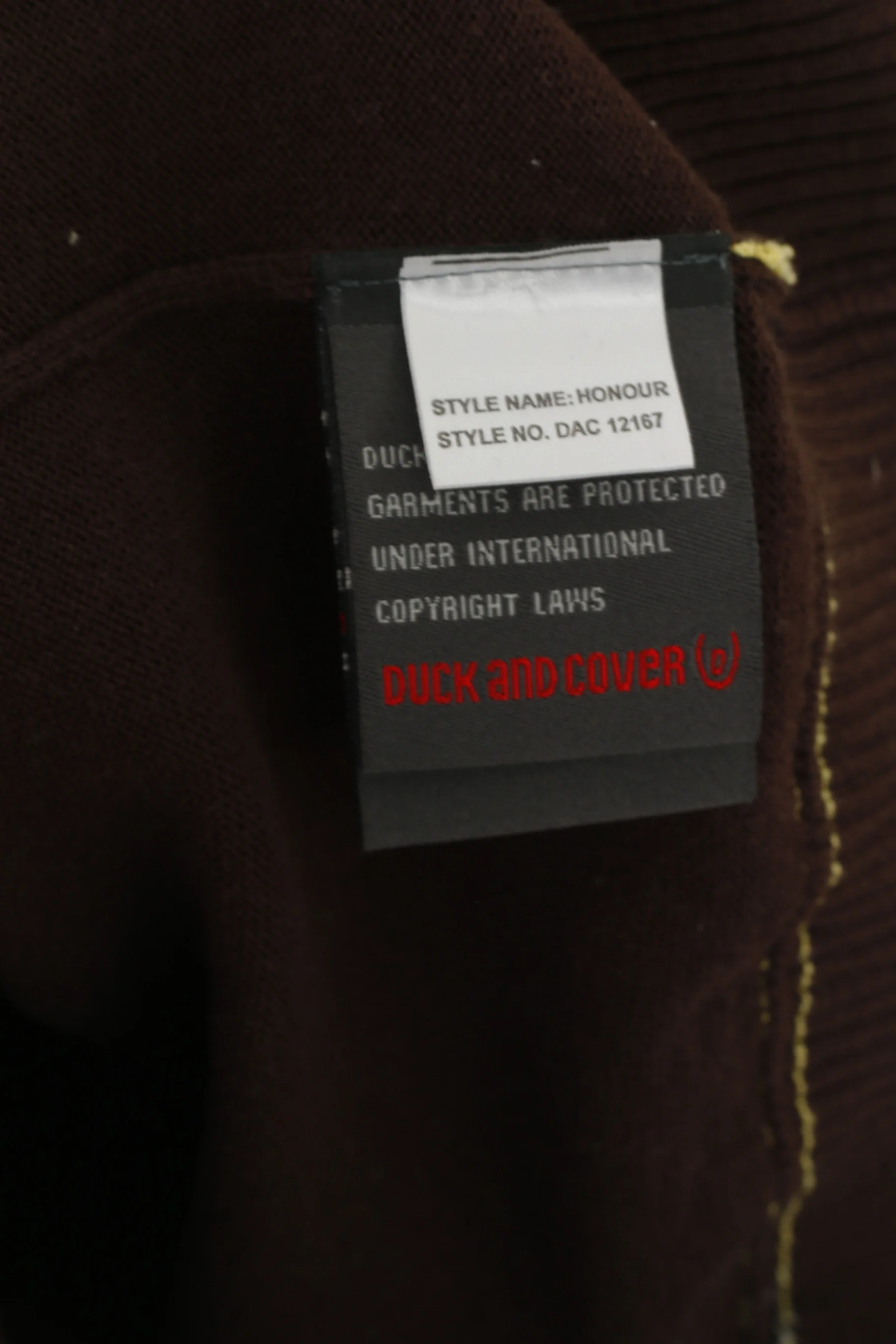 Duck and Cover Men M Jumper Brown Cotton Pocket Classic Plain Sweater - Image 6