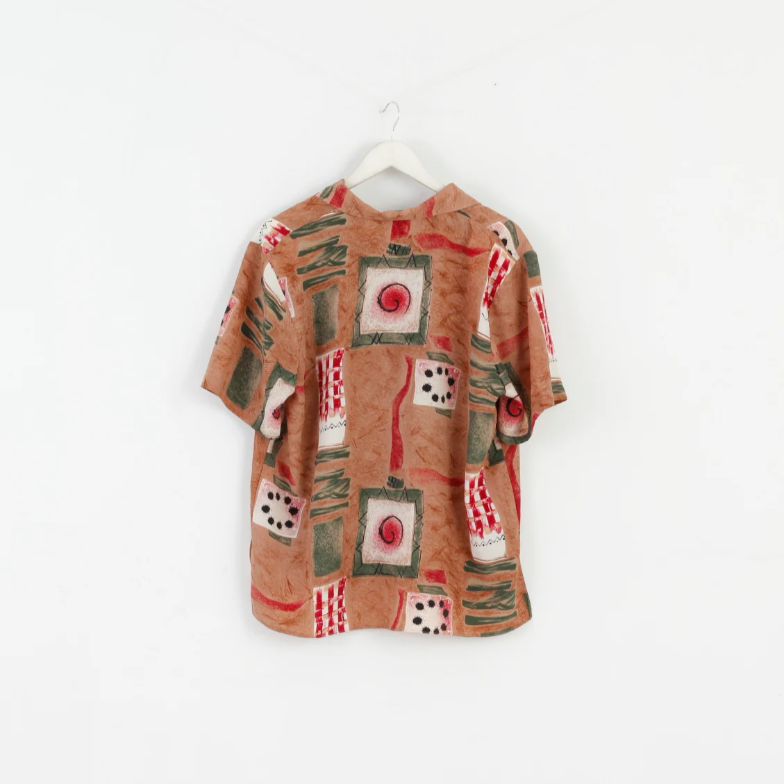 Rumours Women 18 XL Casual Shirt Brown Abstract Retro Shoulder Pads Top - Image 5
