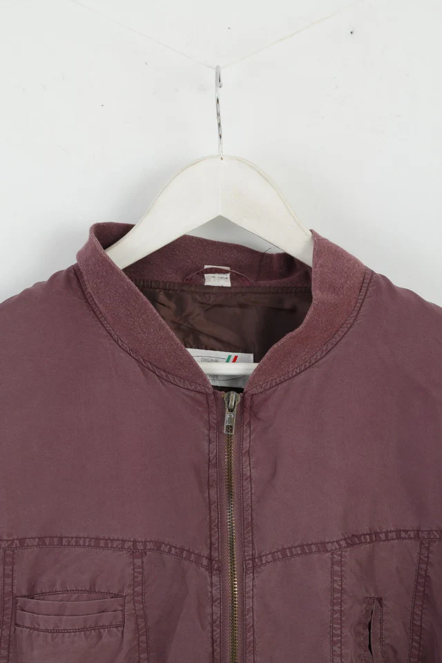 Franco Cellini Mens 40 S Jacket Plum 100% Silk Bomber Lightweight Zip Up Top - Image 2