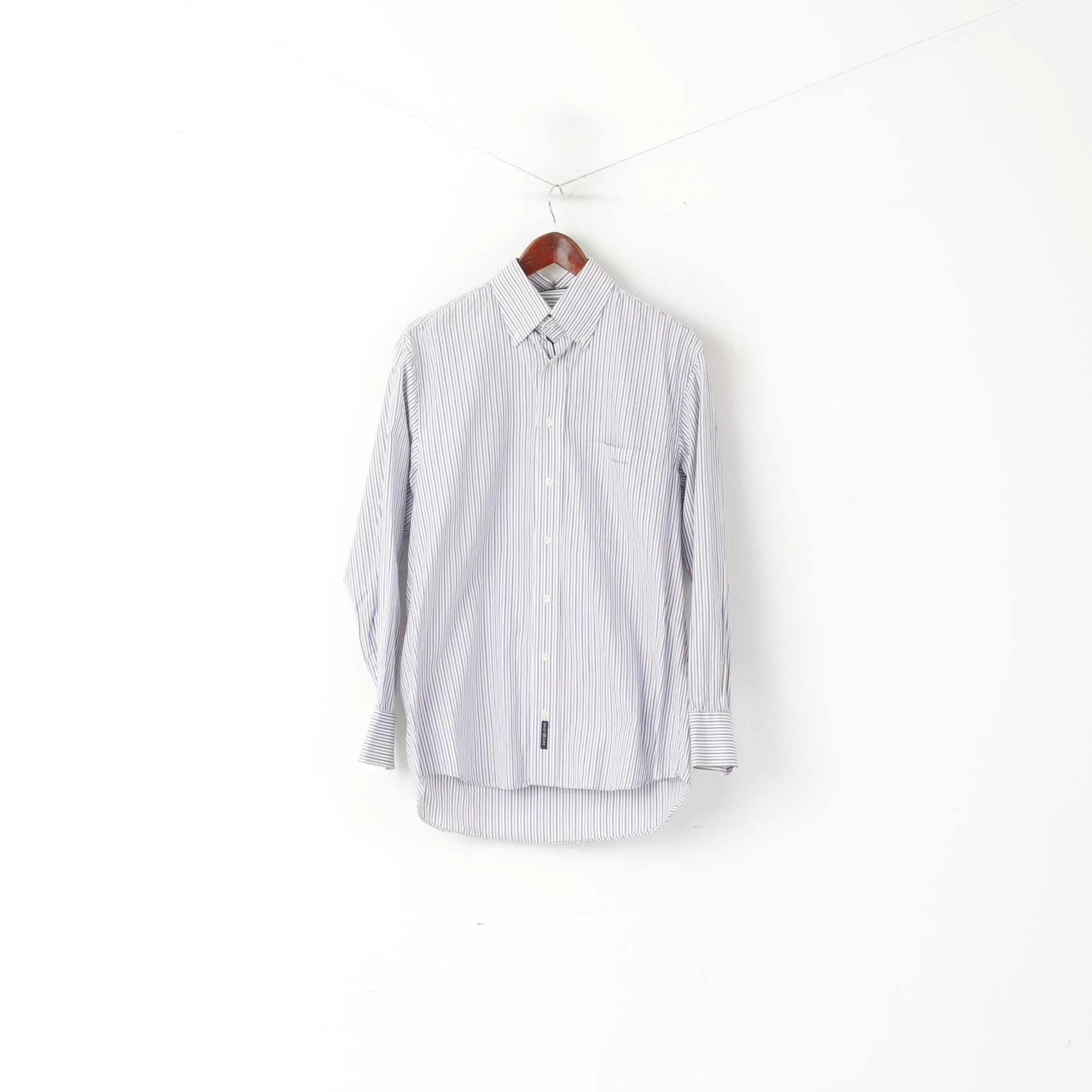 Gant Men M Casual Shirt White Blue Striped Cotton Key West Poplin Long Sleeve Top